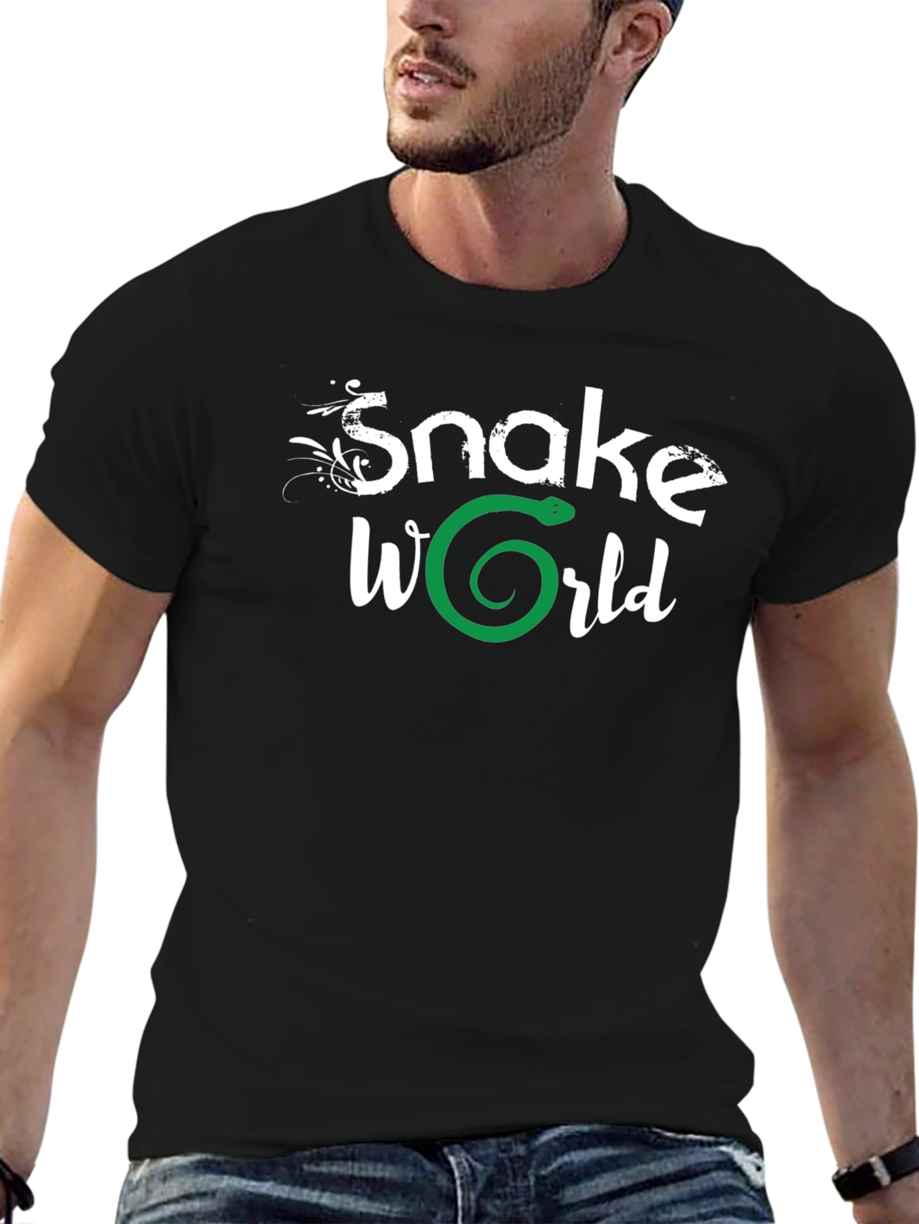 Snake World Graphic T-Shirt - Black