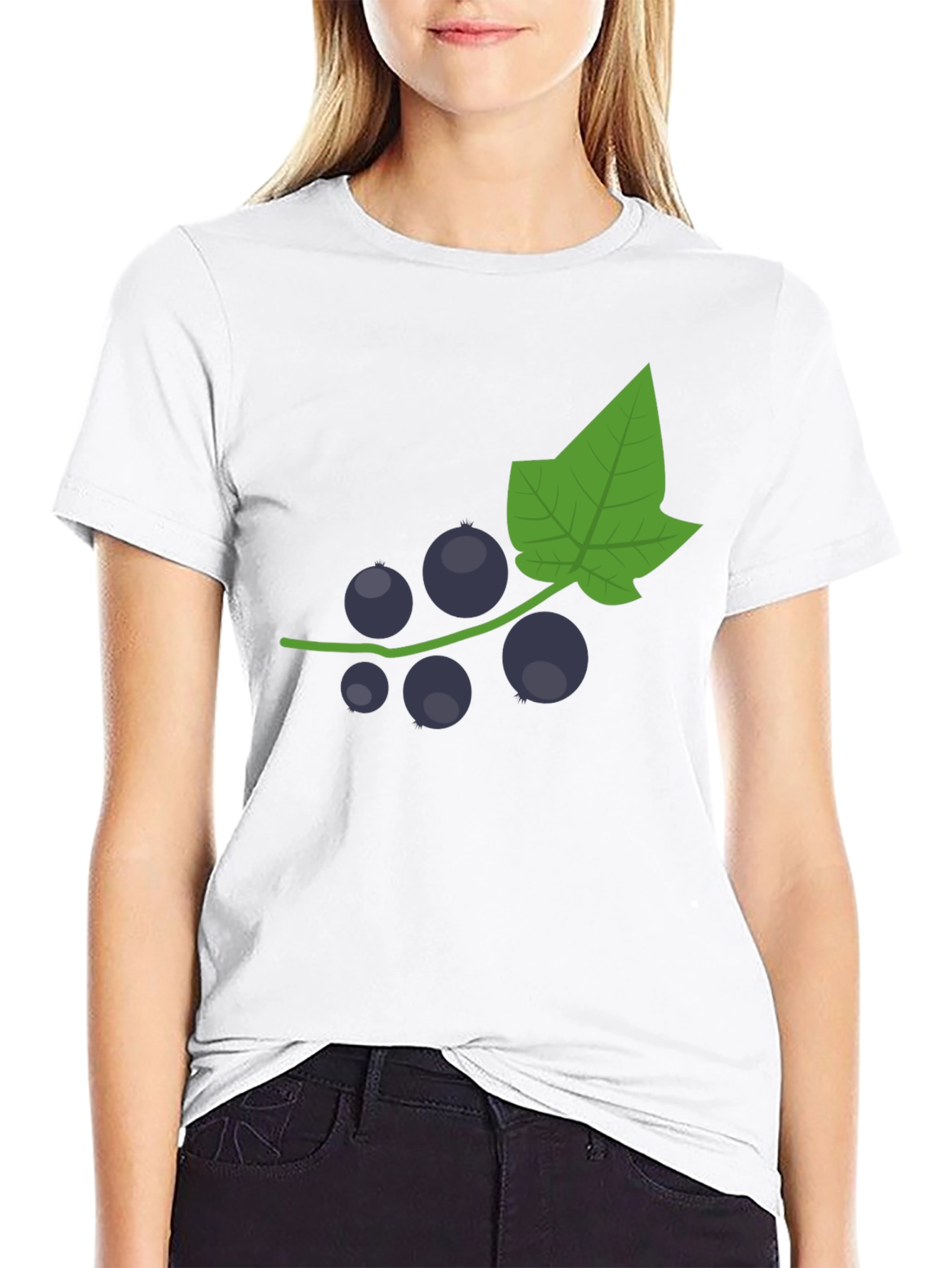 Black T-Shirt with Currant Graphic