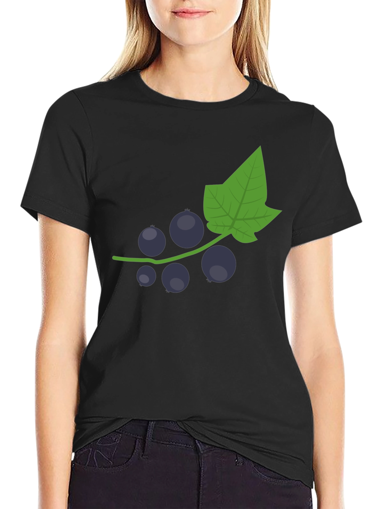 Black T-Shirt with Currant Graphic