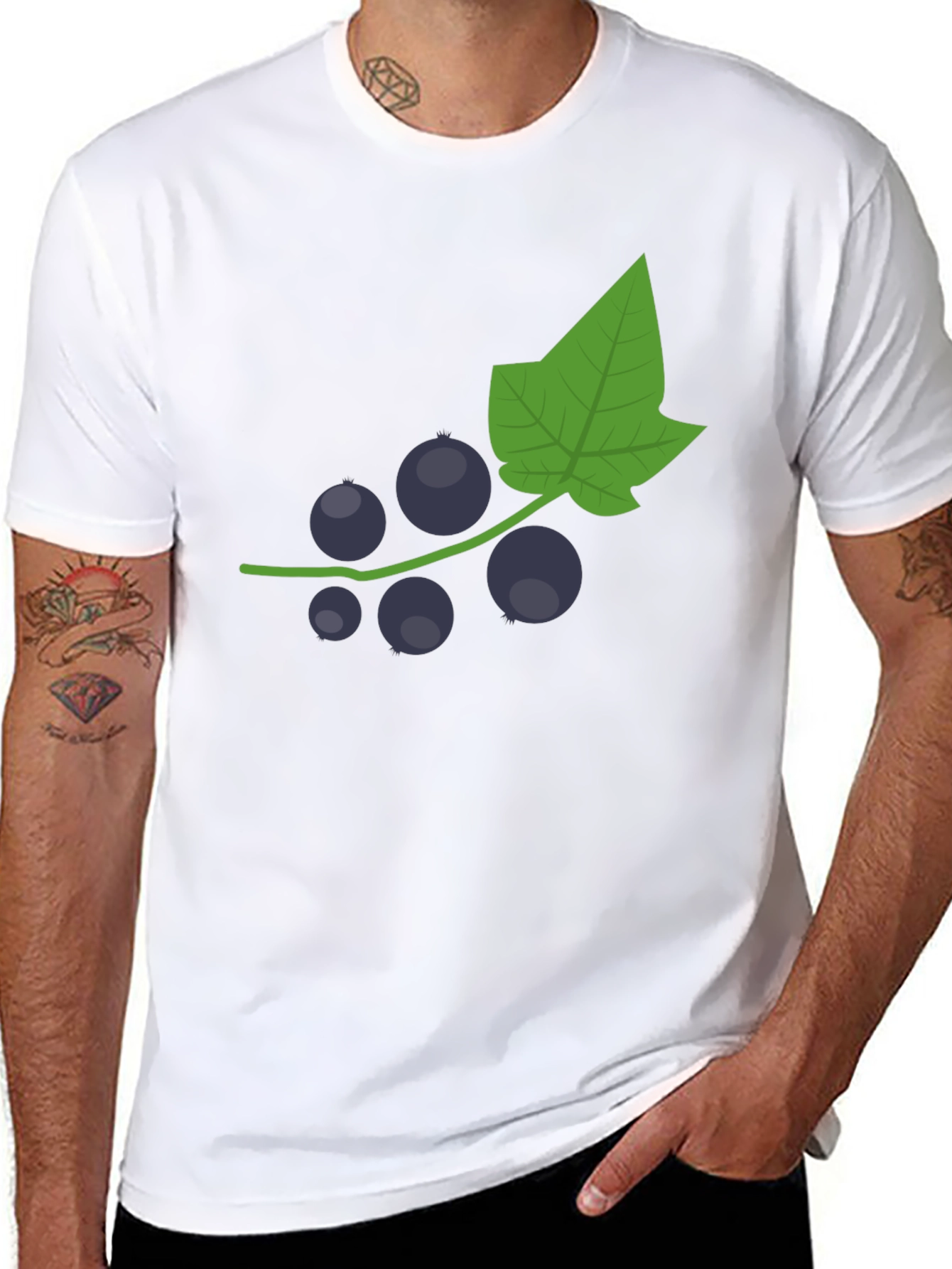 Black T-Shirt with Currant Graphic