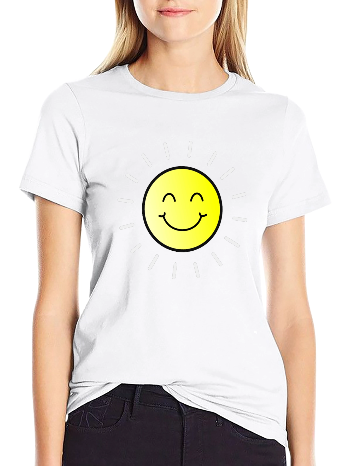 Smiling Sun Graphic Black T-Shirt