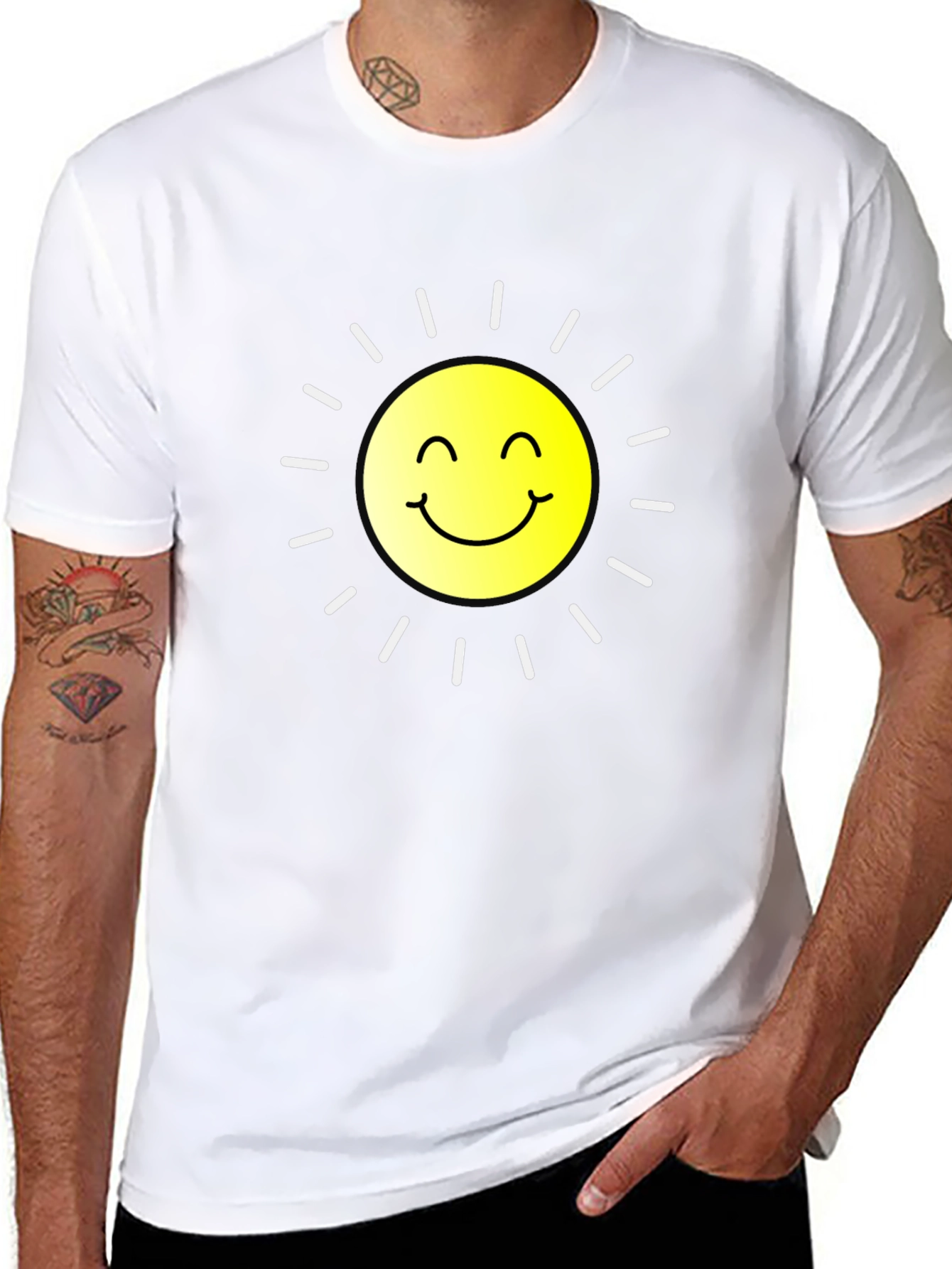 Smiling Sun Graphic Black T-Shirt