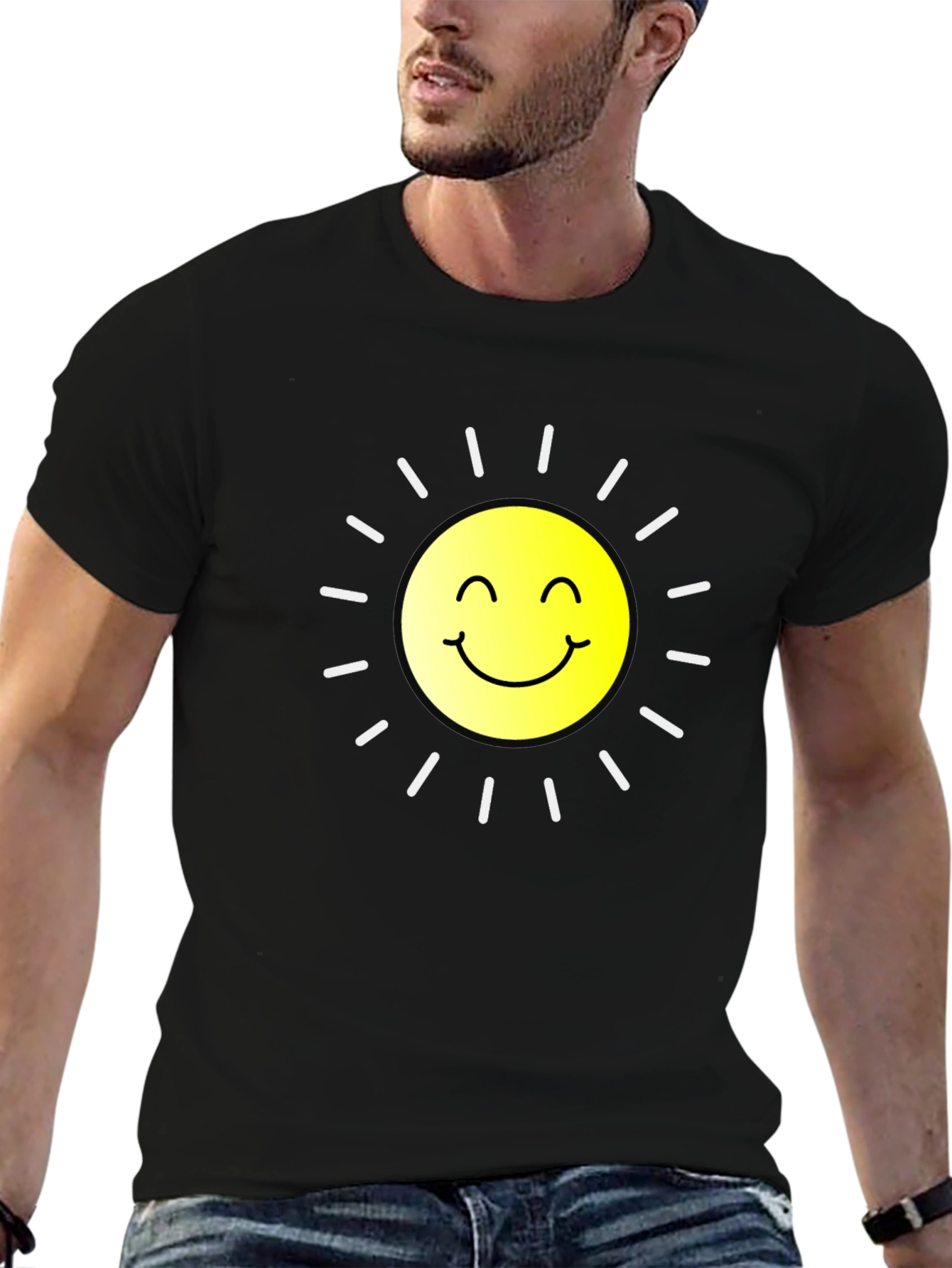 Smiling Sun Graphic Black T-Shirt