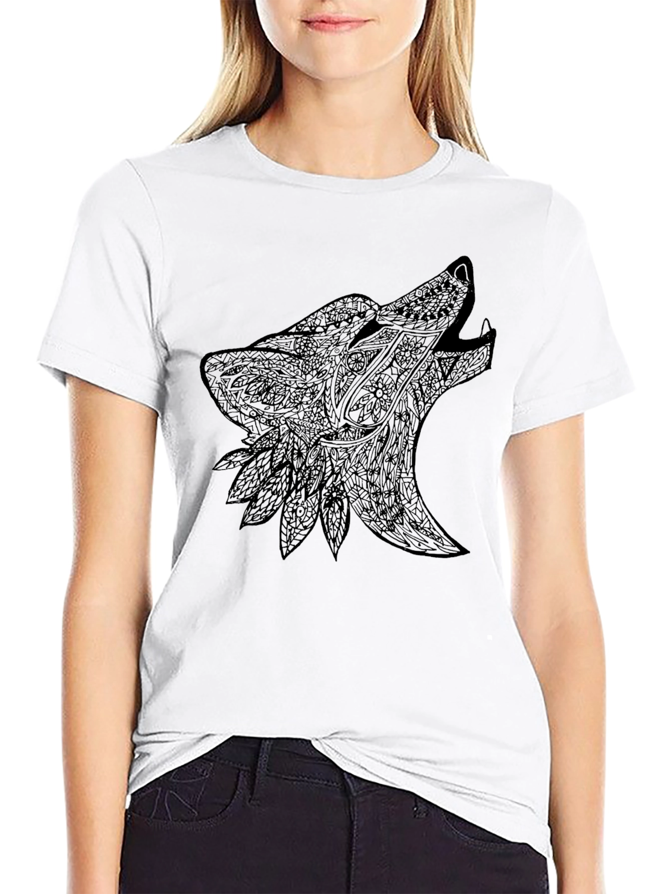 Black Wolf Design Graphic Tee