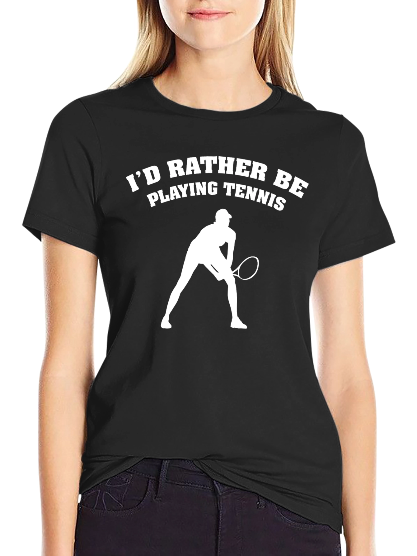 Tennis Lover Black Graphic T-Shirt