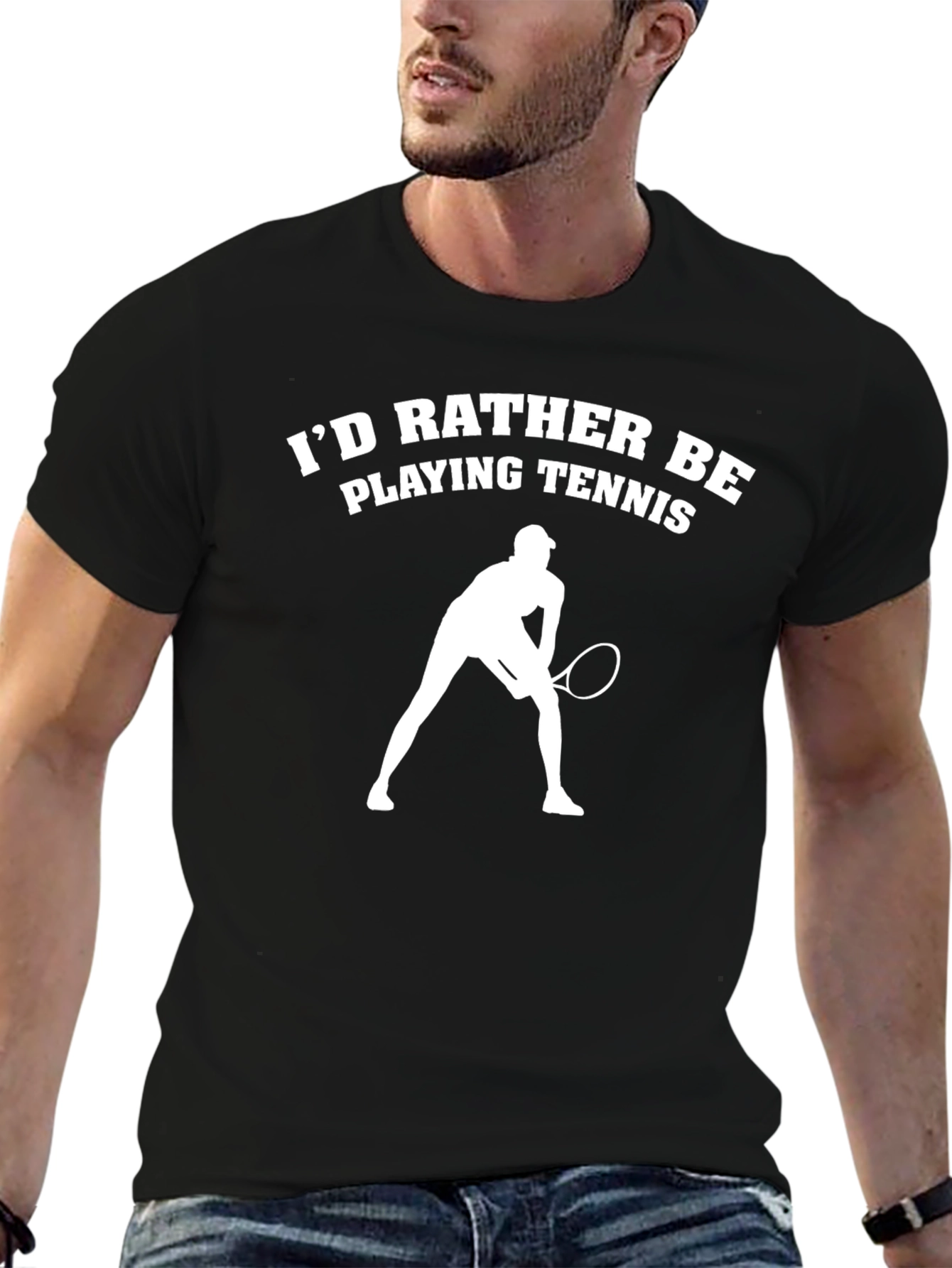 Tennis Lover Black Graphic T-Shirt