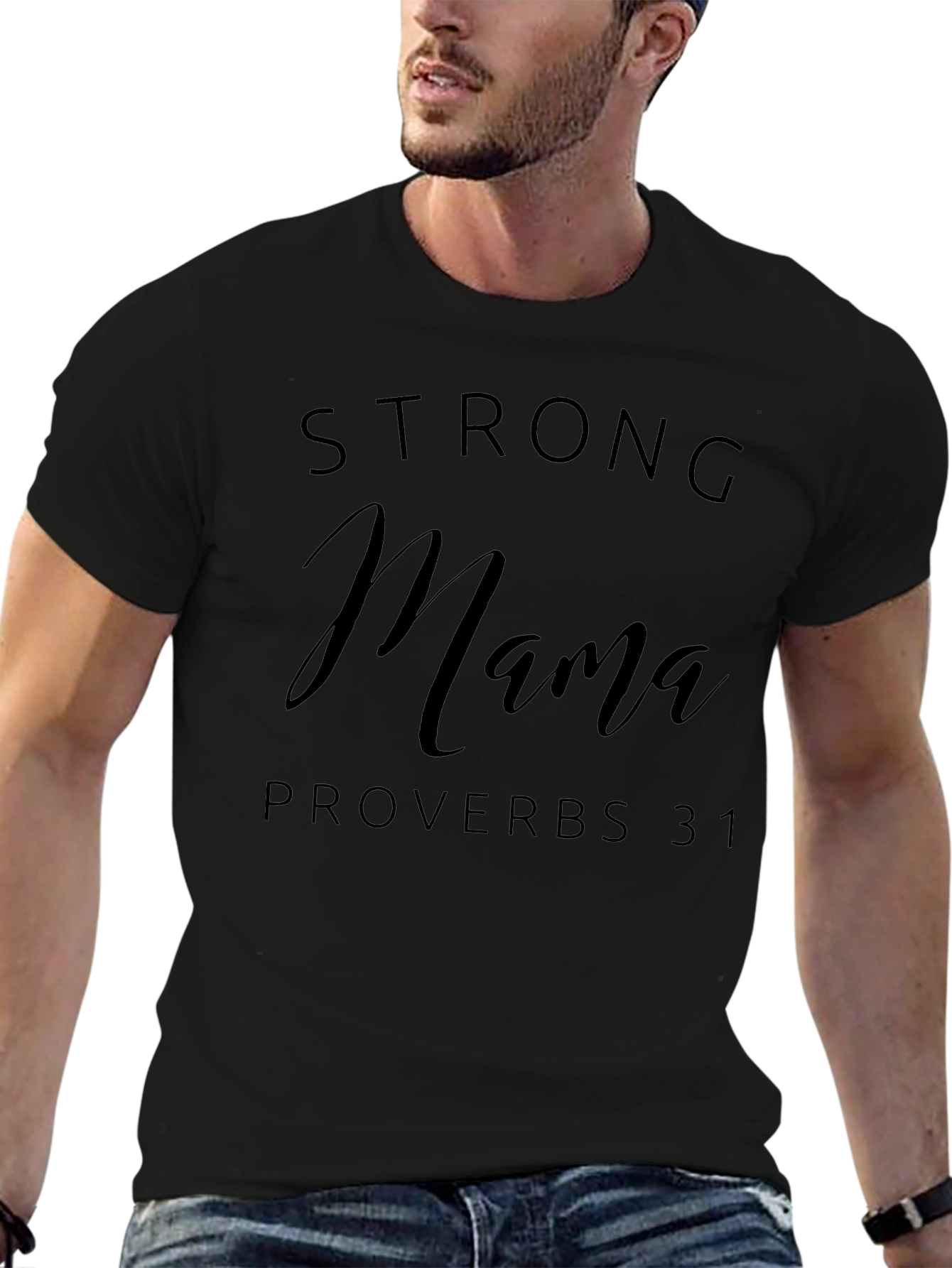 Strong Mama Proverbs 31 Black Tee