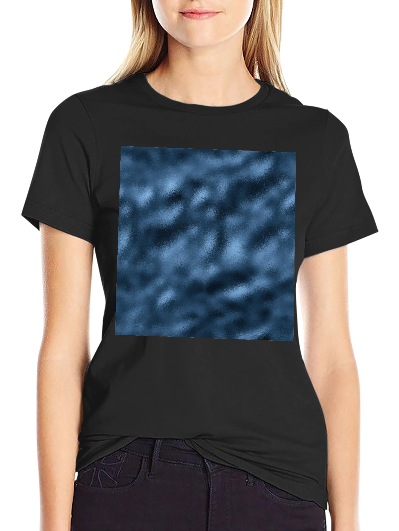 Mens Black T-Shirt with Abstract Blue Pattern