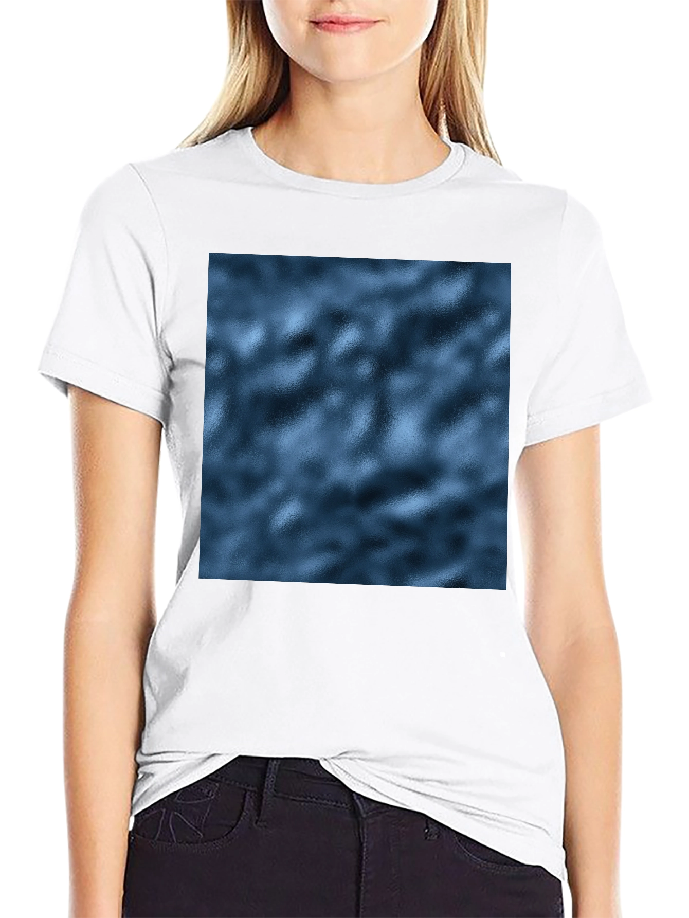 Mens Black T-Shirt with Abstract Blue Pattern