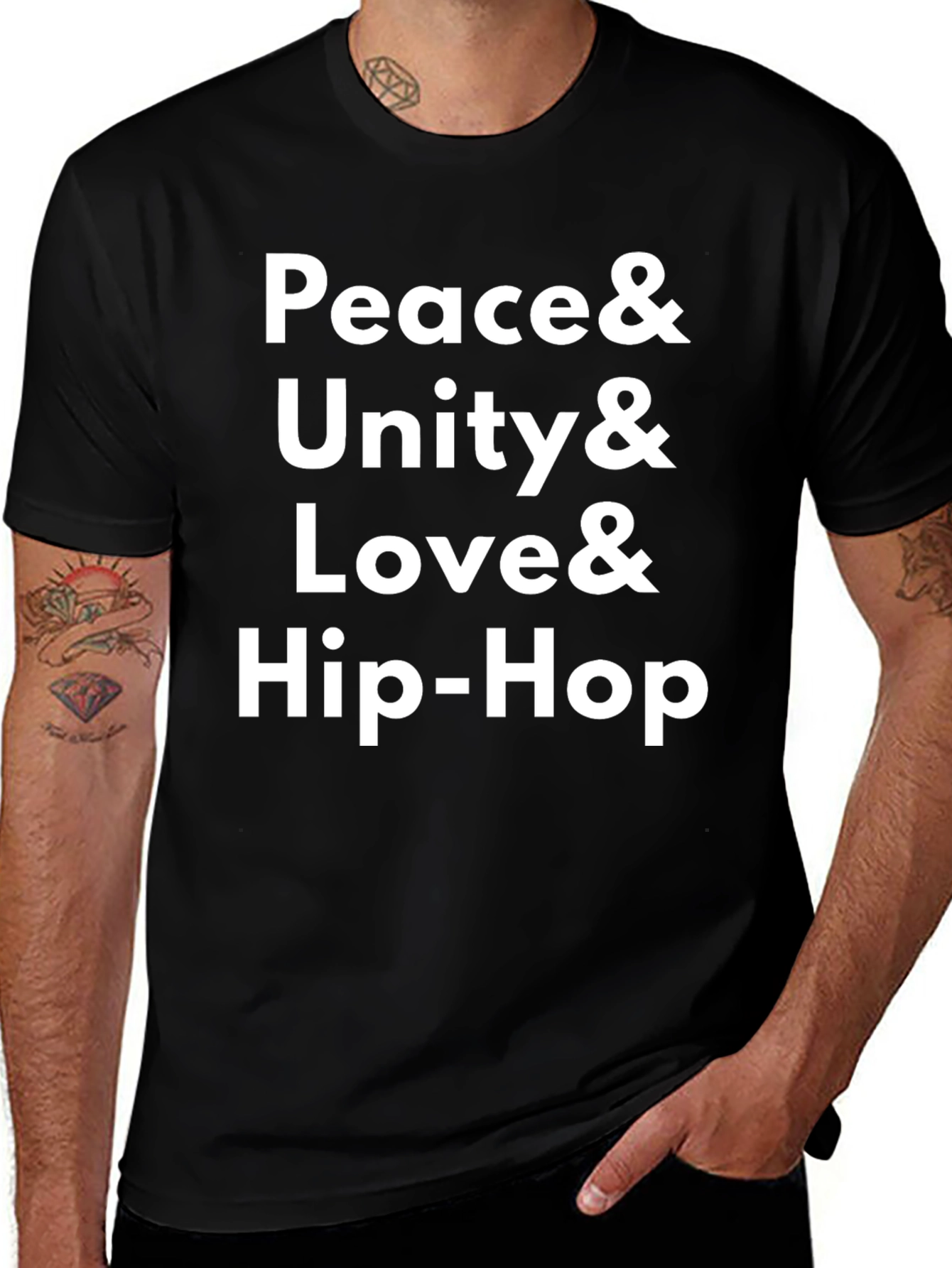 Peace Unity Love Hip-Hop Black T-Shirt