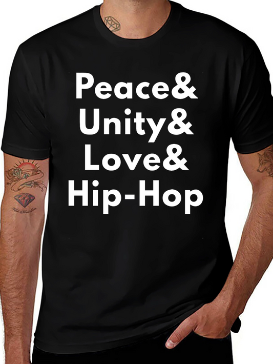Peace Unity Love Hip-Hop Black T-Shirt