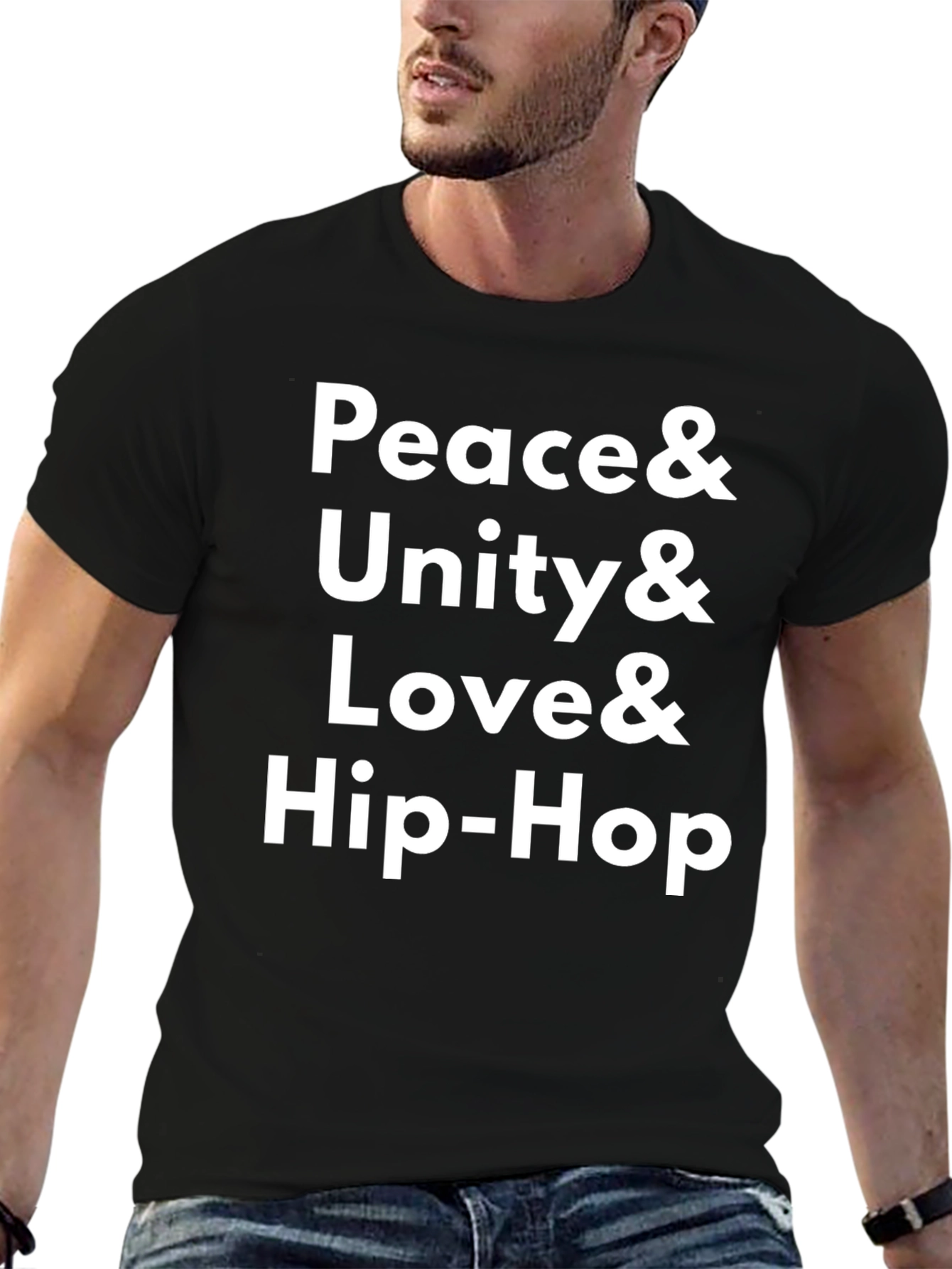 Peace Unity Love Hip-Hop Black T-Shirt