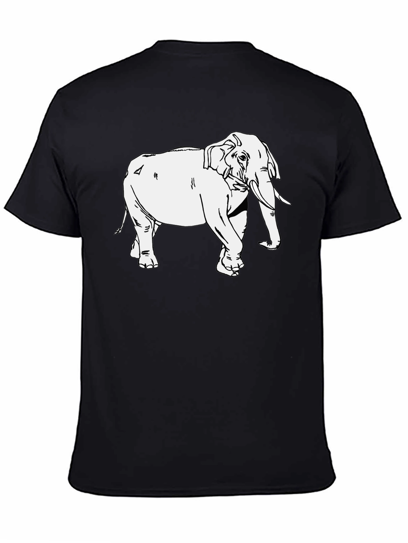 Elephant Graphic Print T-Shirt - Casual Black Tee