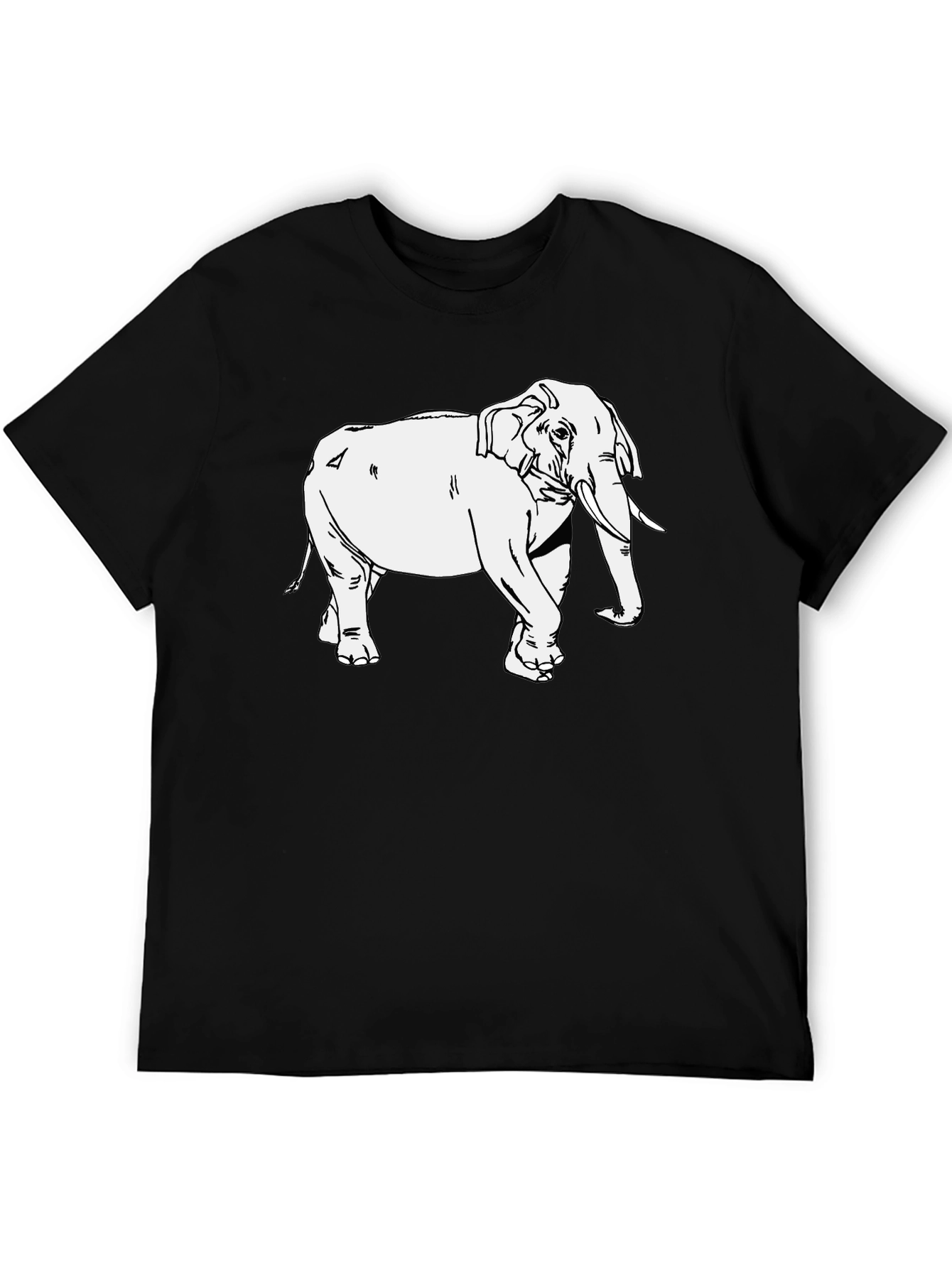 Elephant Graphic Print T-Shirt - Casual Black Tee