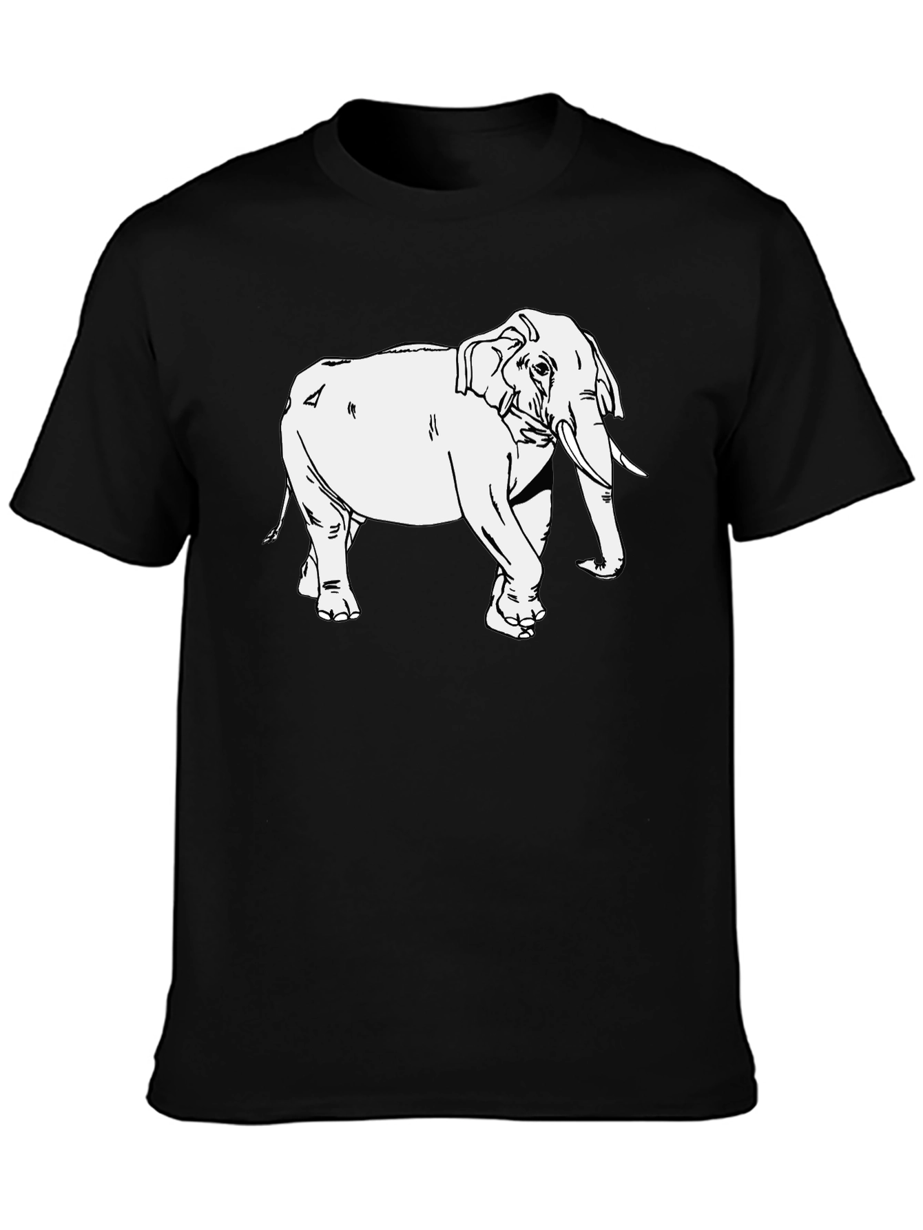 Elephant Graphic Print T-Shirt - Casual Black Tee