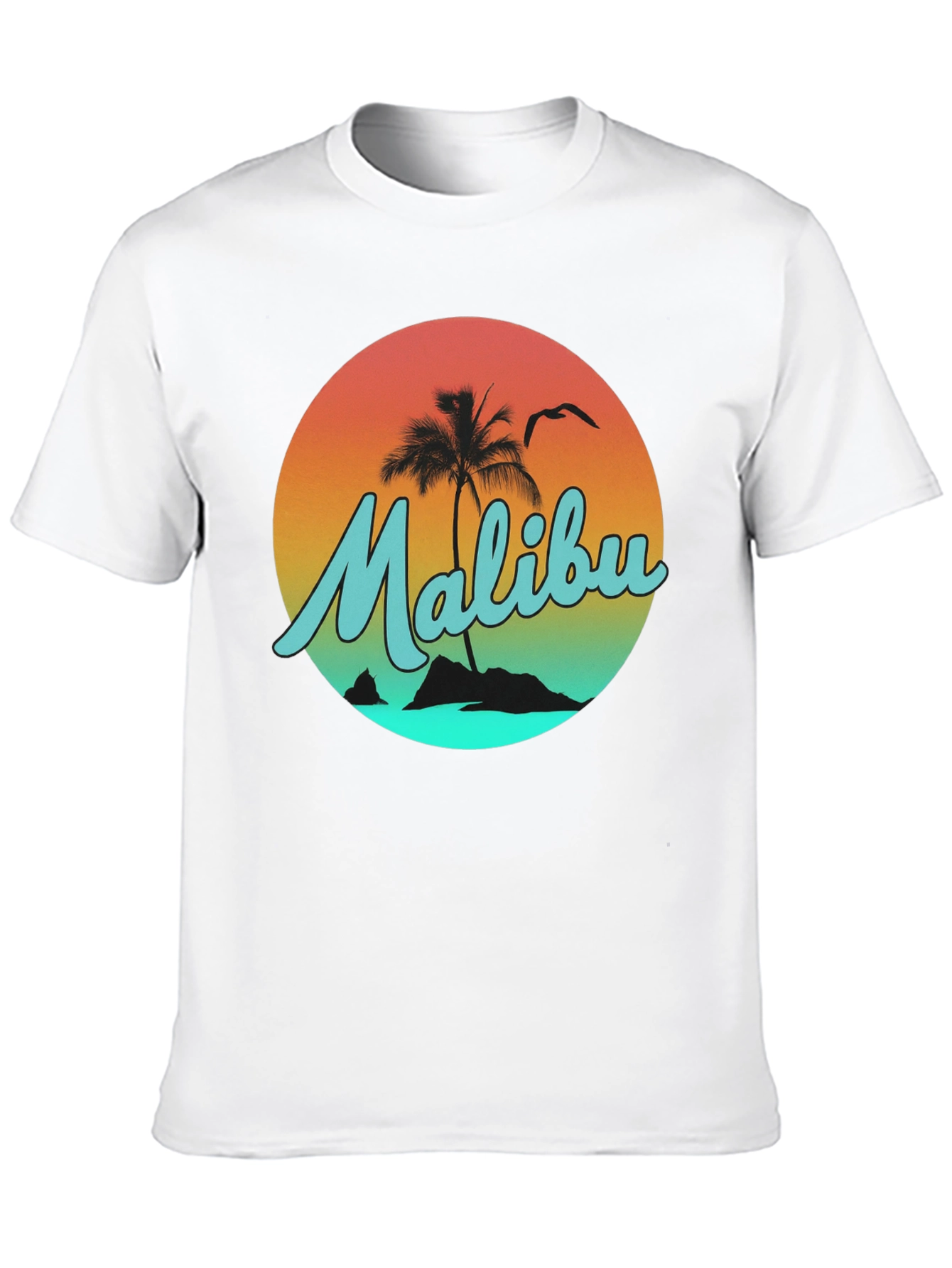 Malibu Sunset Graphic Tee - Relaxed Fit Black T-Shirt