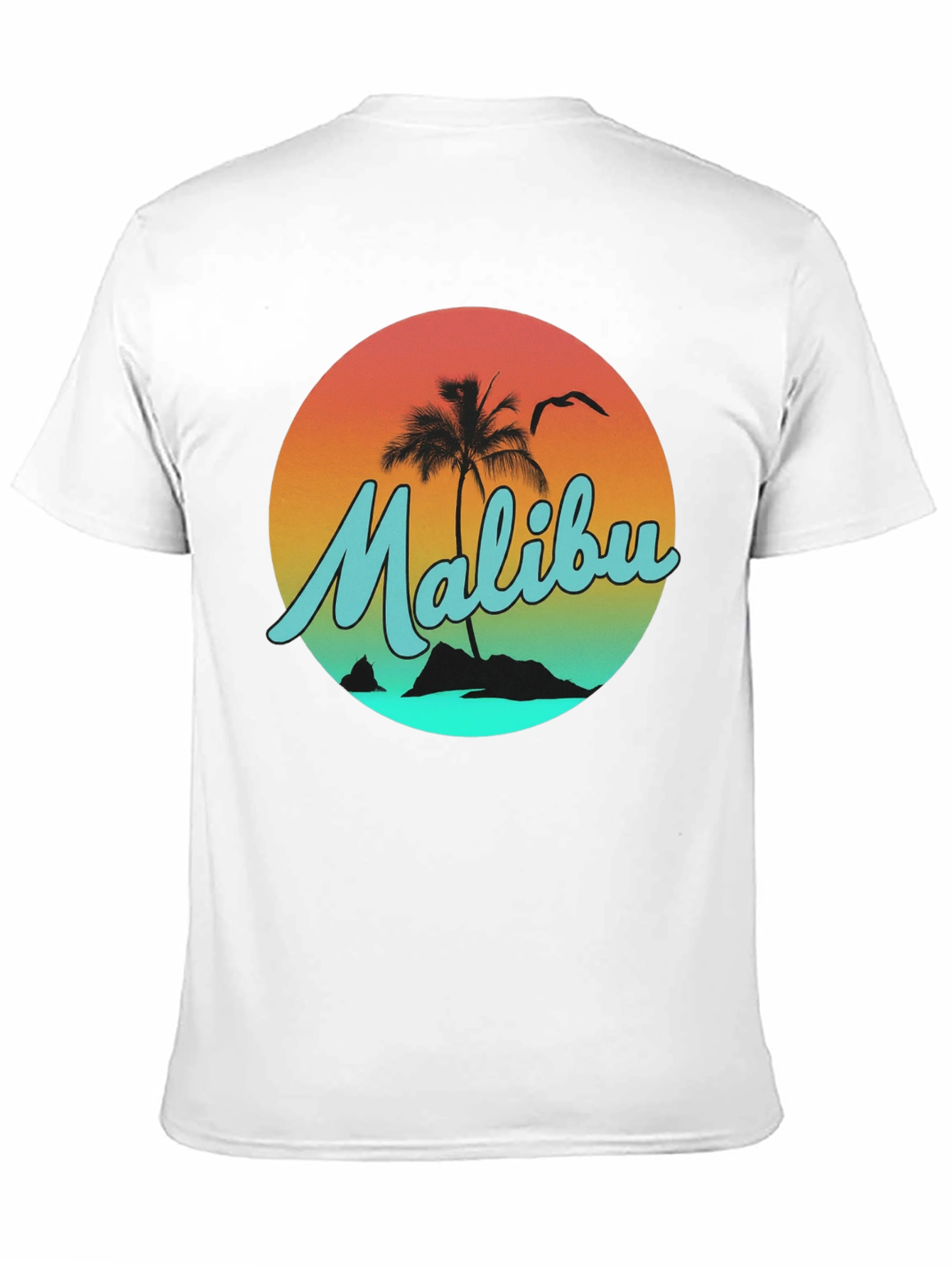 Malibu Sunset Graphic Tee - Relaxed Fit Black T-Shirt
