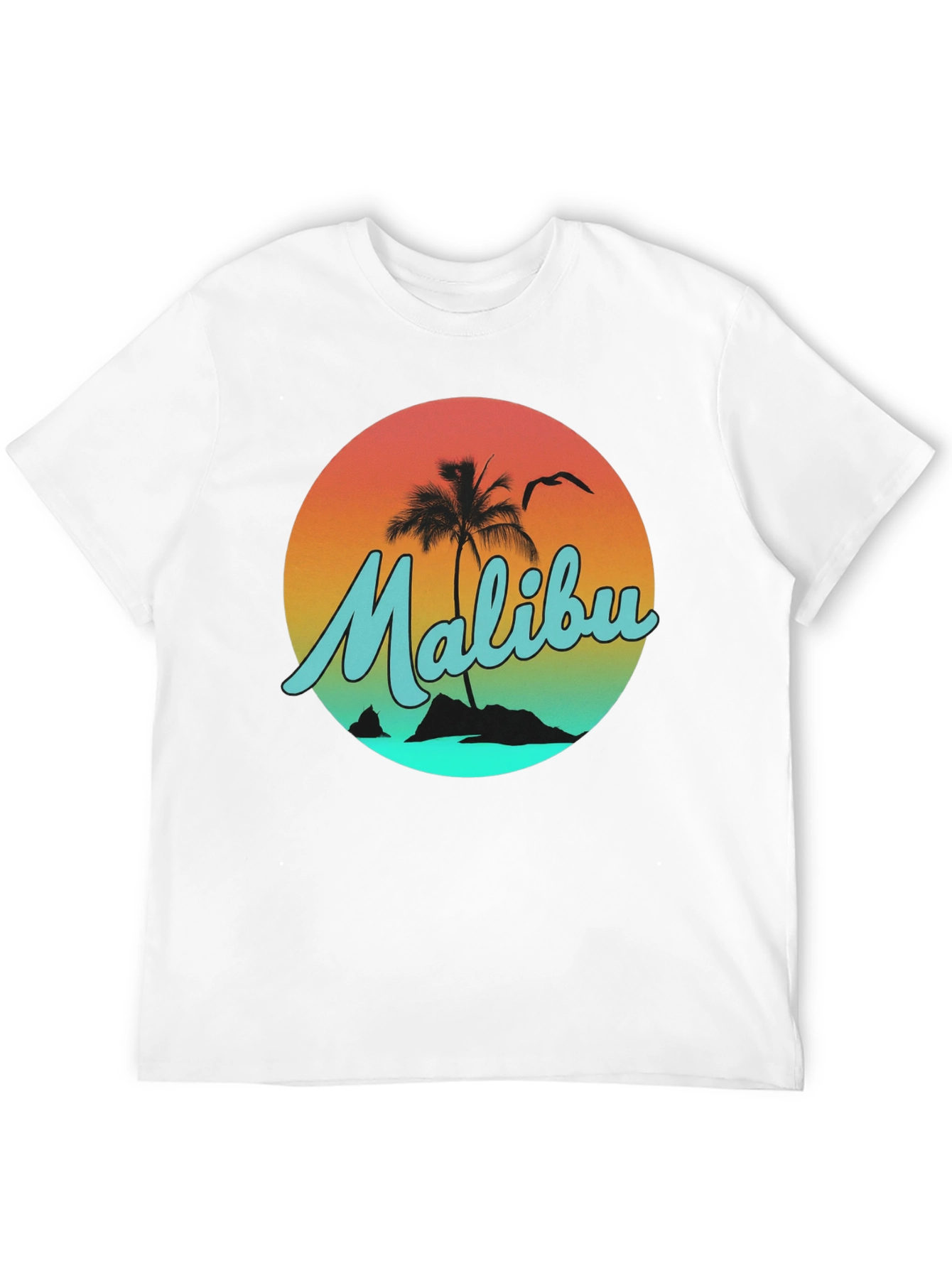 Malibu Sunset Graphic Tee - Relaxed Fit Black T-Shirt