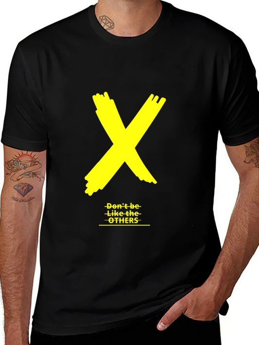 Bold Yellow X Graphic Black Tee - Dont be like the OTHERS