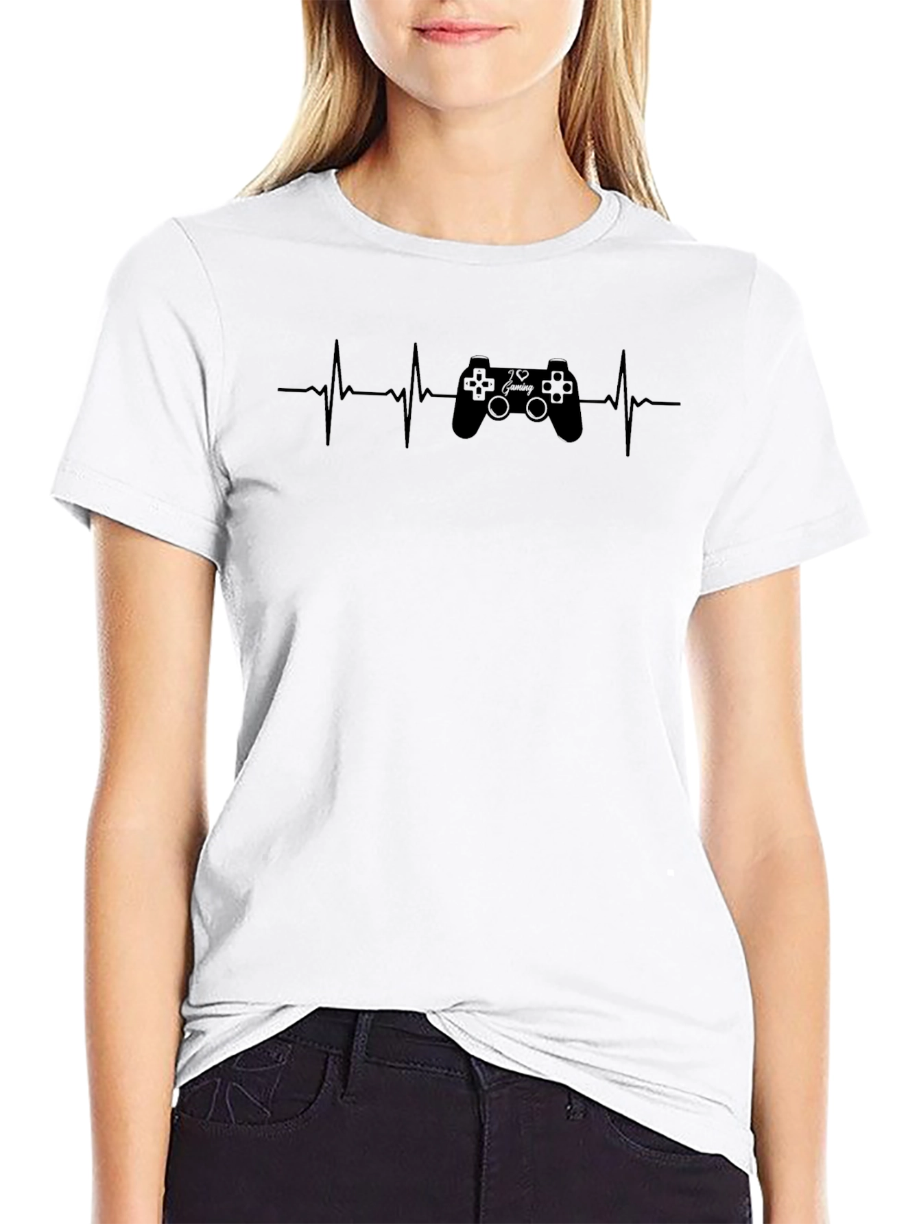 Gamer Heartbeat T-Shirt - Black Cotton Graphic Tee