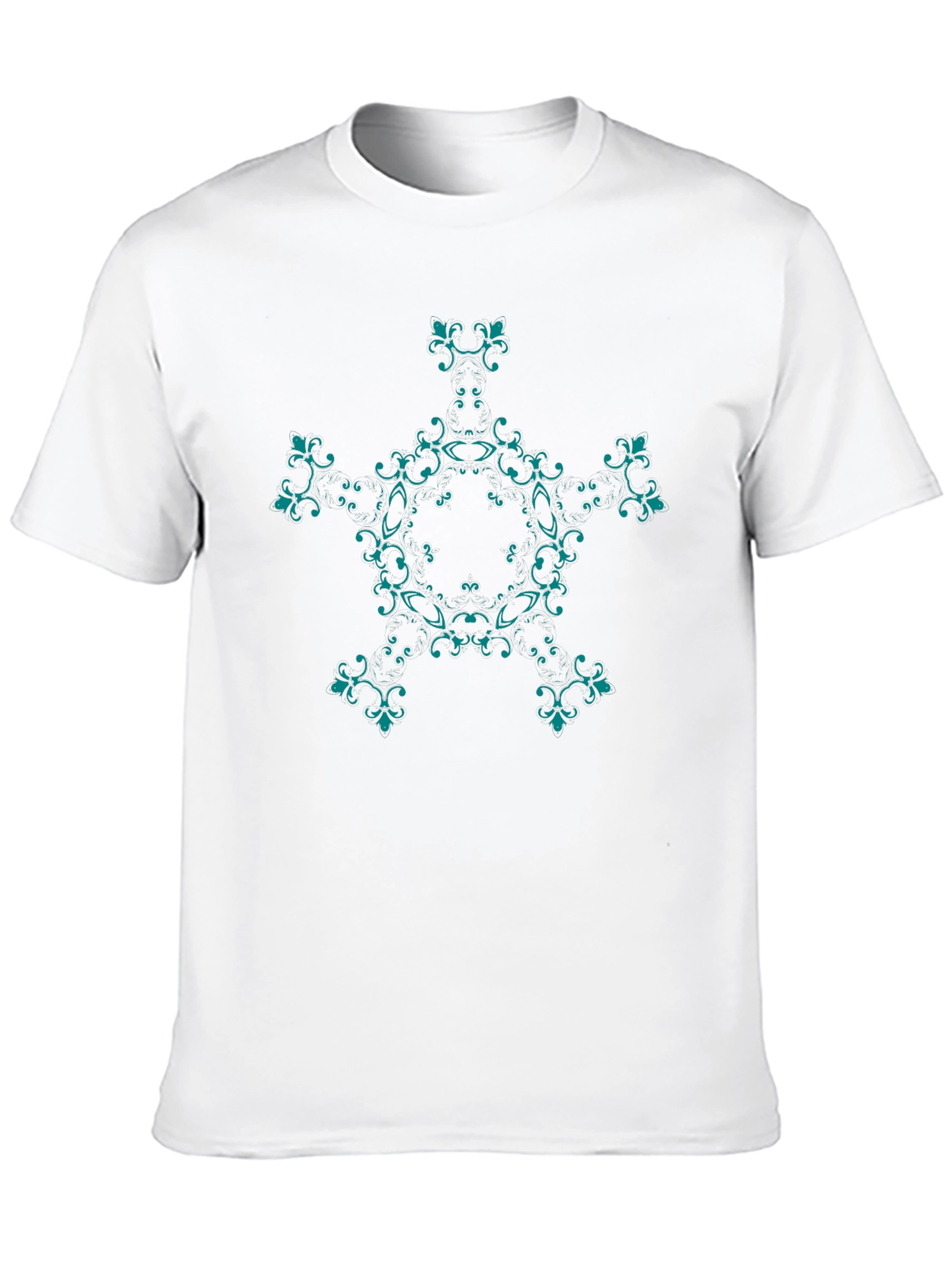 Elegant Black T-Shirt with Teal Floral Design