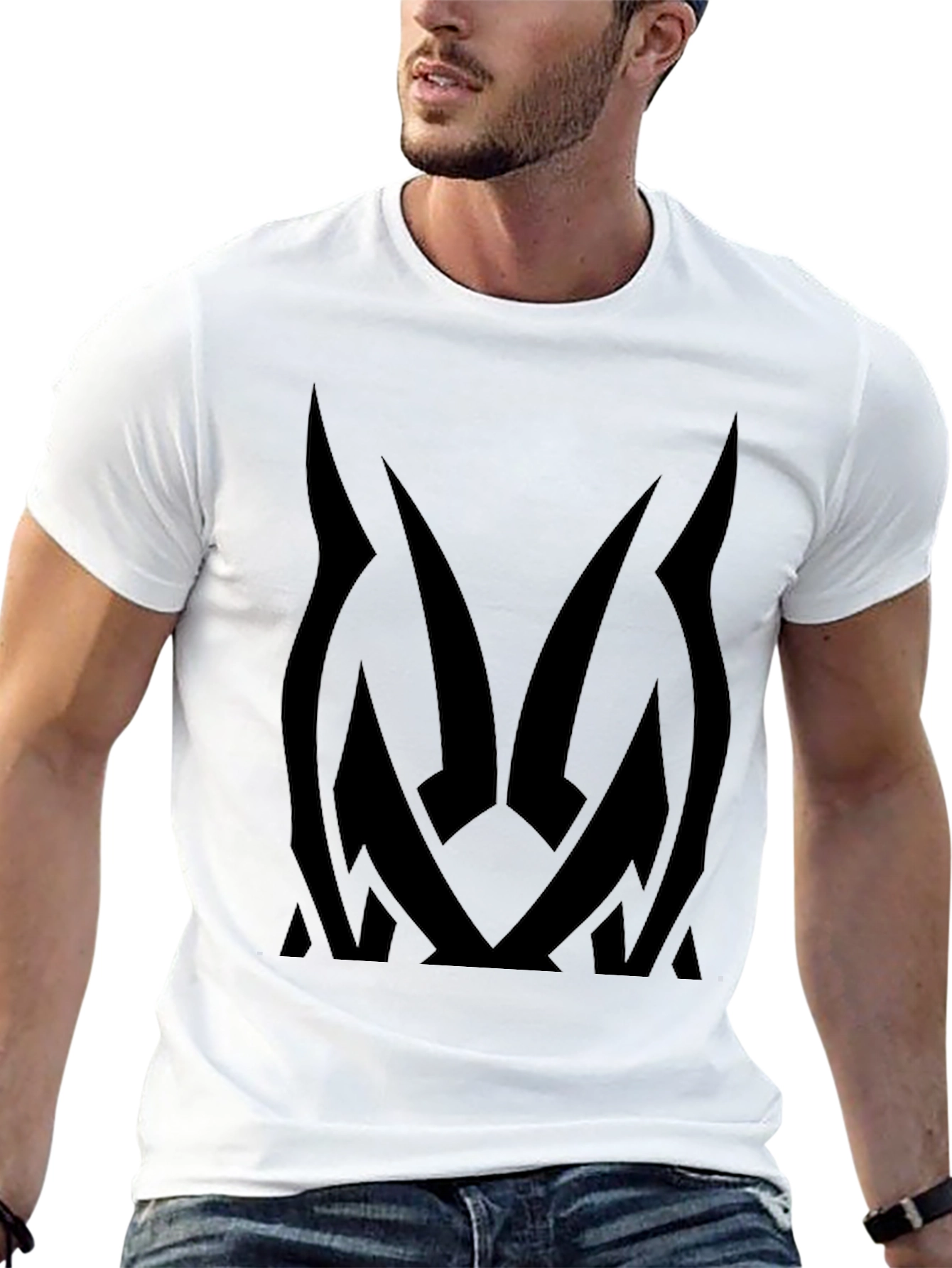 Mens Black Graphic Tee - Abstract Design