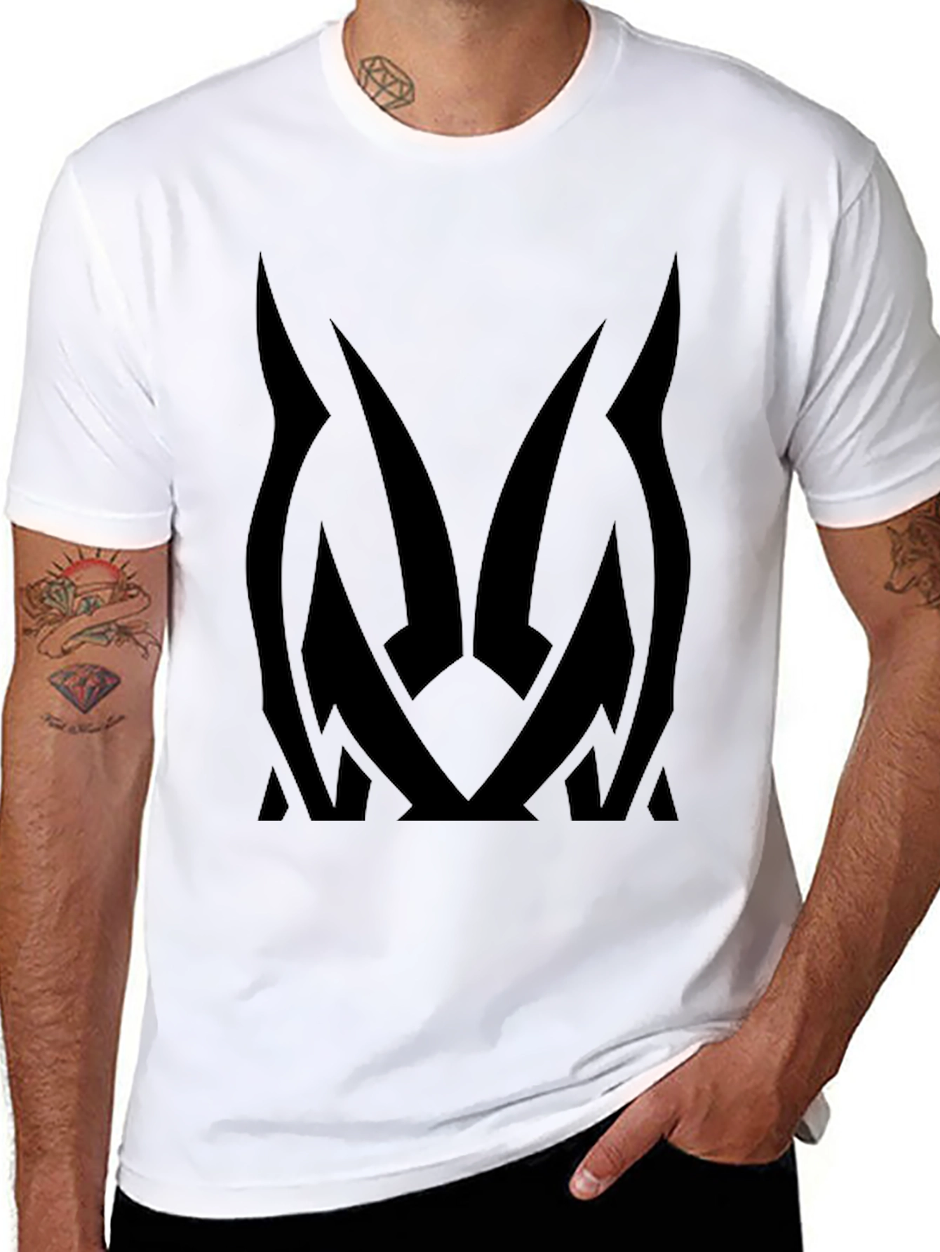 Mens Black Graphic Tee - Abstract Design