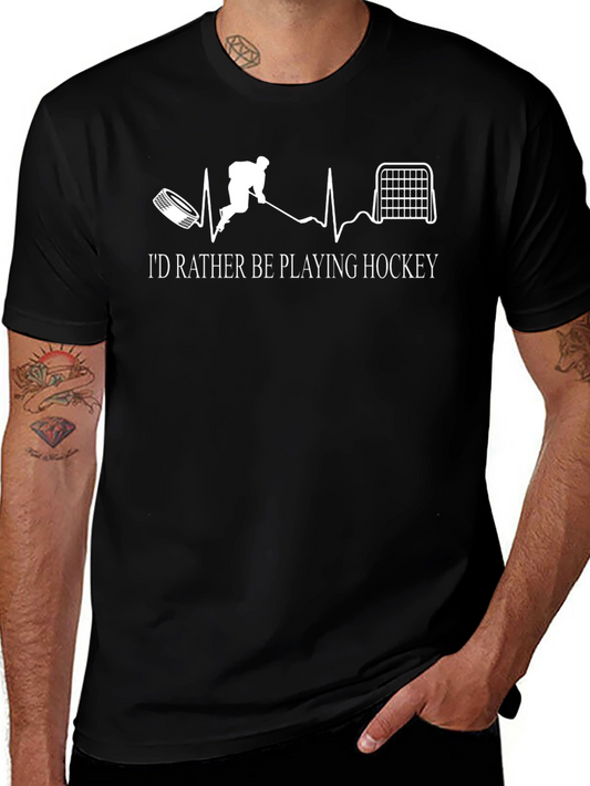 Hockey Heartbeat Graphic Tee - Id Rather Be Playing