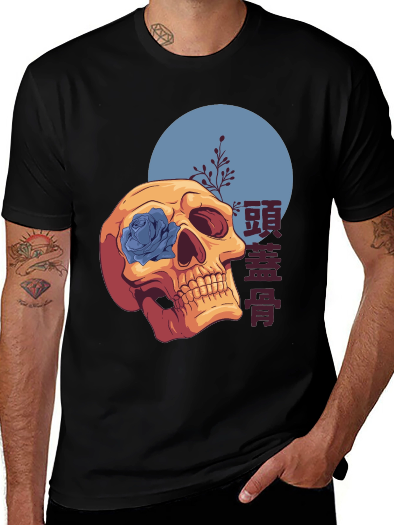 Skull & Rose Graphic T-Shirt - Unique Design