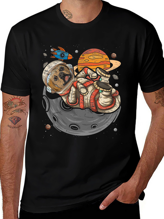 Astronaut Dog on the Moon Graphic Tee