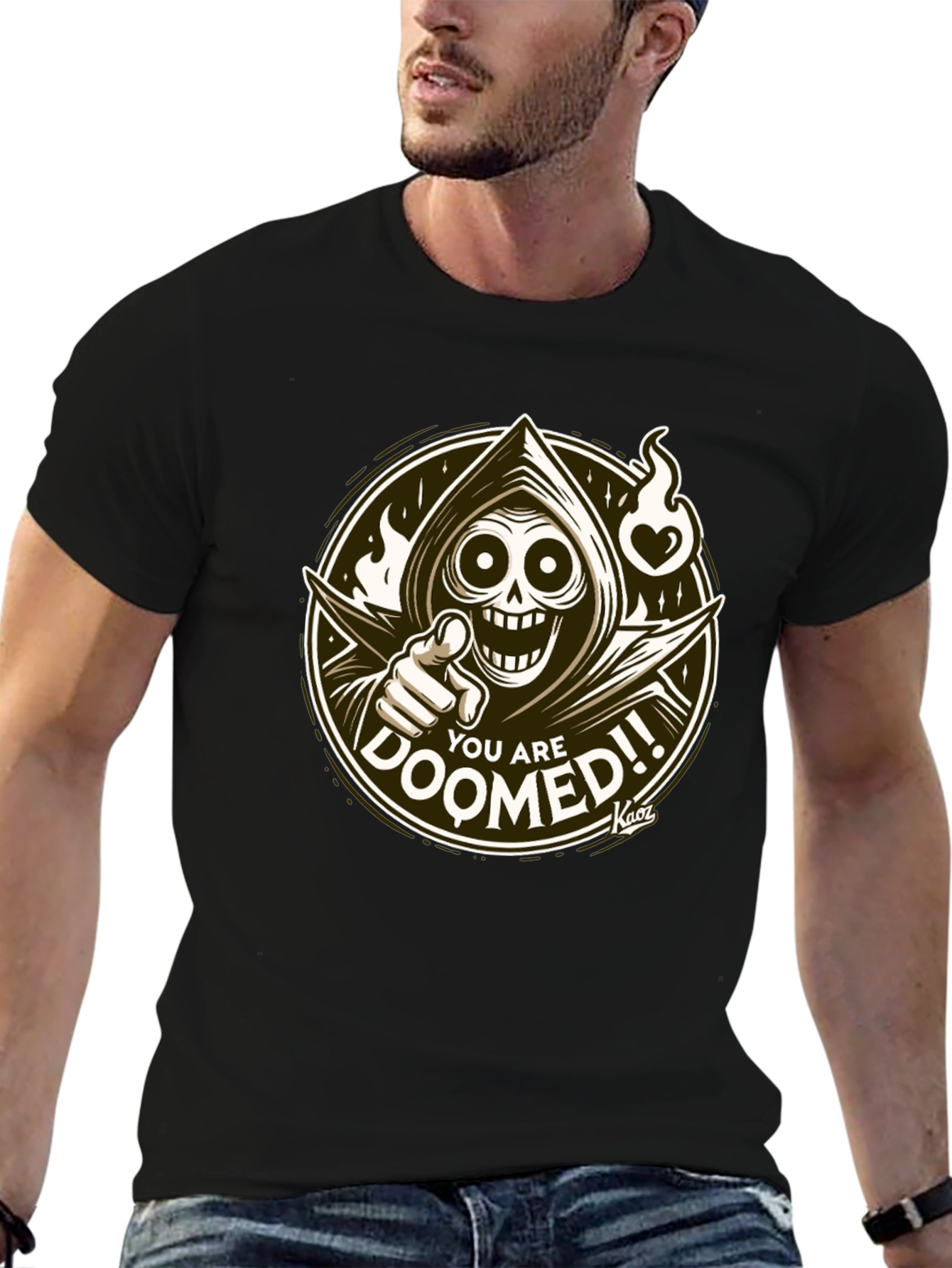You Are Doomed Graphic Tee - Grim Reaper Design