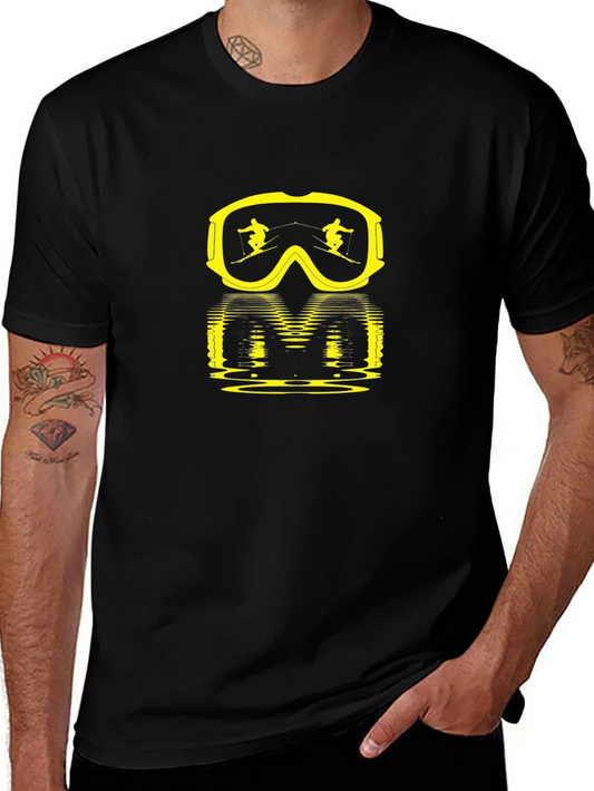Ski Goggles Graphic Tee - Black Cotton Comfort