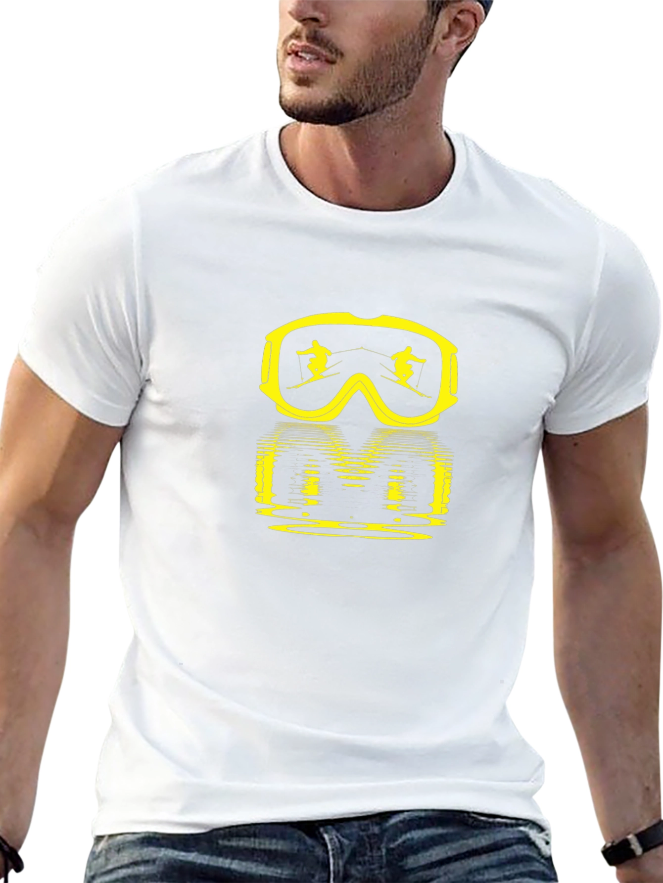 Ski Goggles Graphic Tee - Black Cotton Comfort