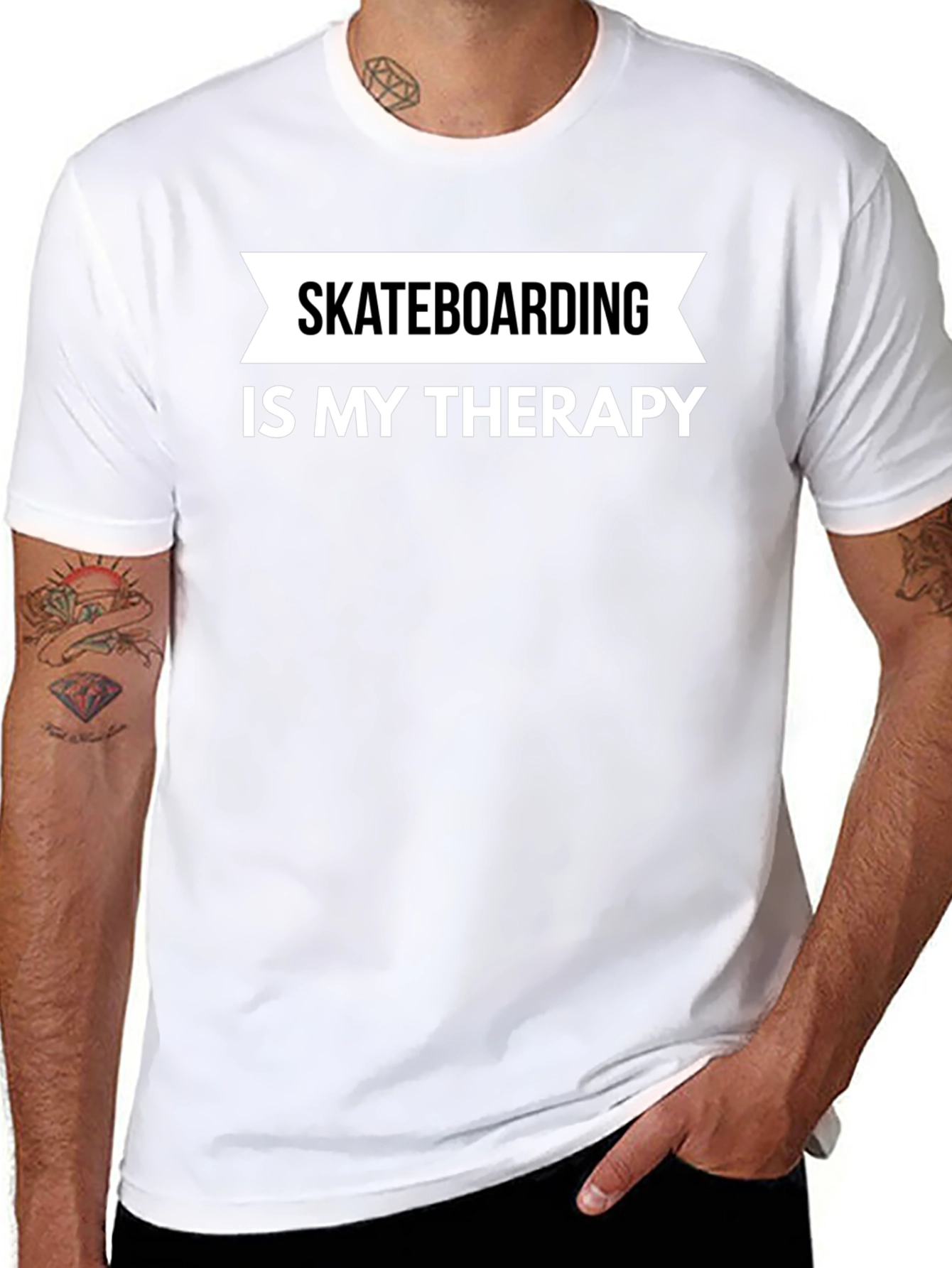 Skateboarding is My Therapy T-Shirt - Black