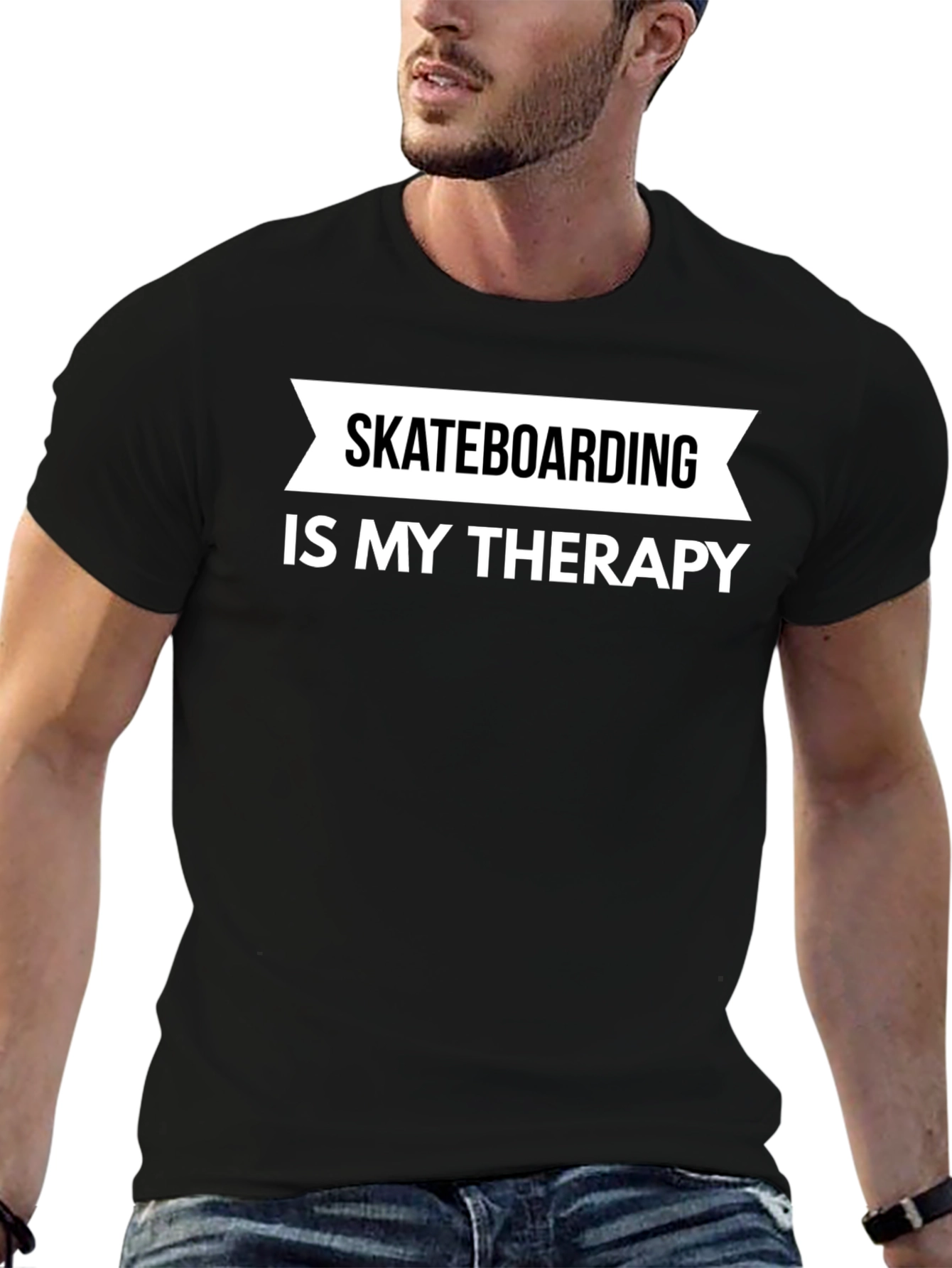 Skateboarding is My Therapy T-Shirt - Black