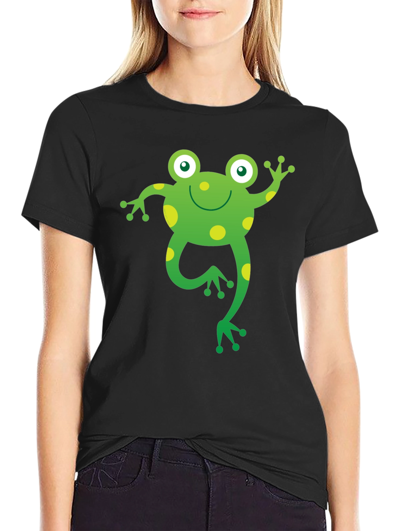 Fun Frog Graphic T-Shirt - Black Cotton Tee