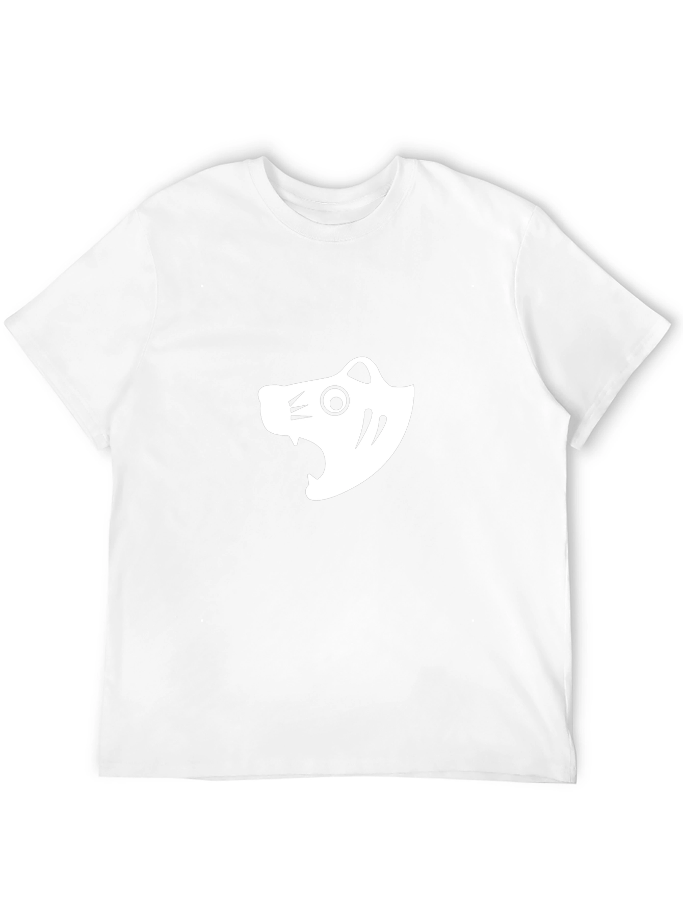 Black T-Shirt with White Minimalist Tiger Graphic