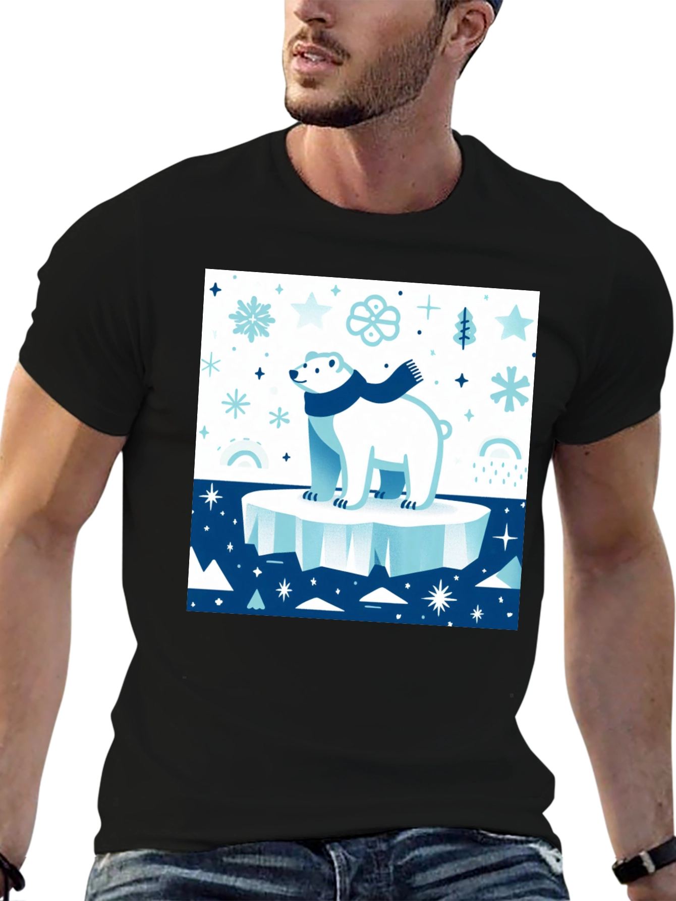 Polar Bear Winter Scene Graphic Tee