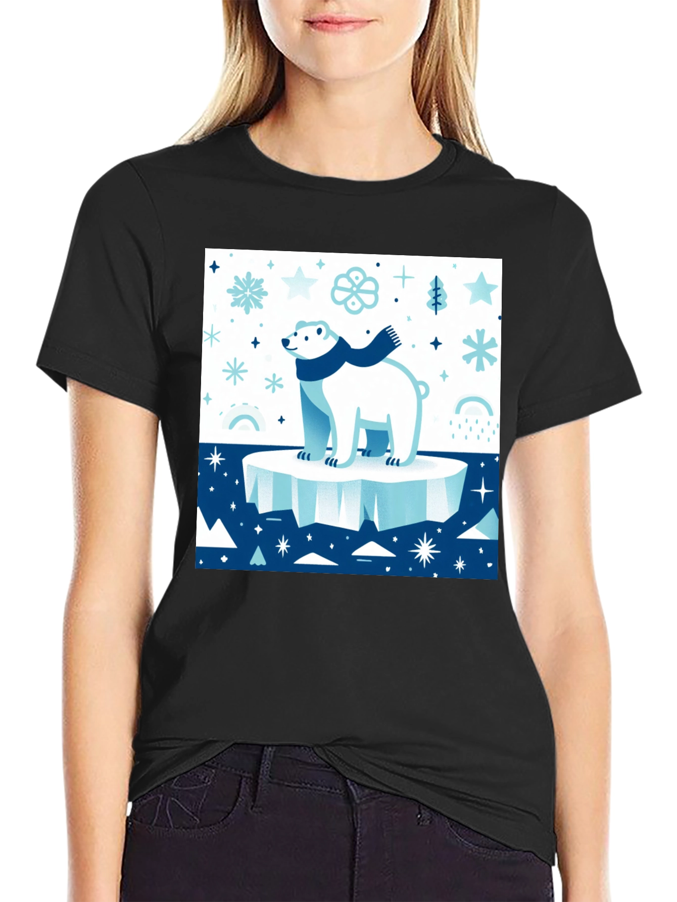 Polar Bear Winter Scene Graphic Tee