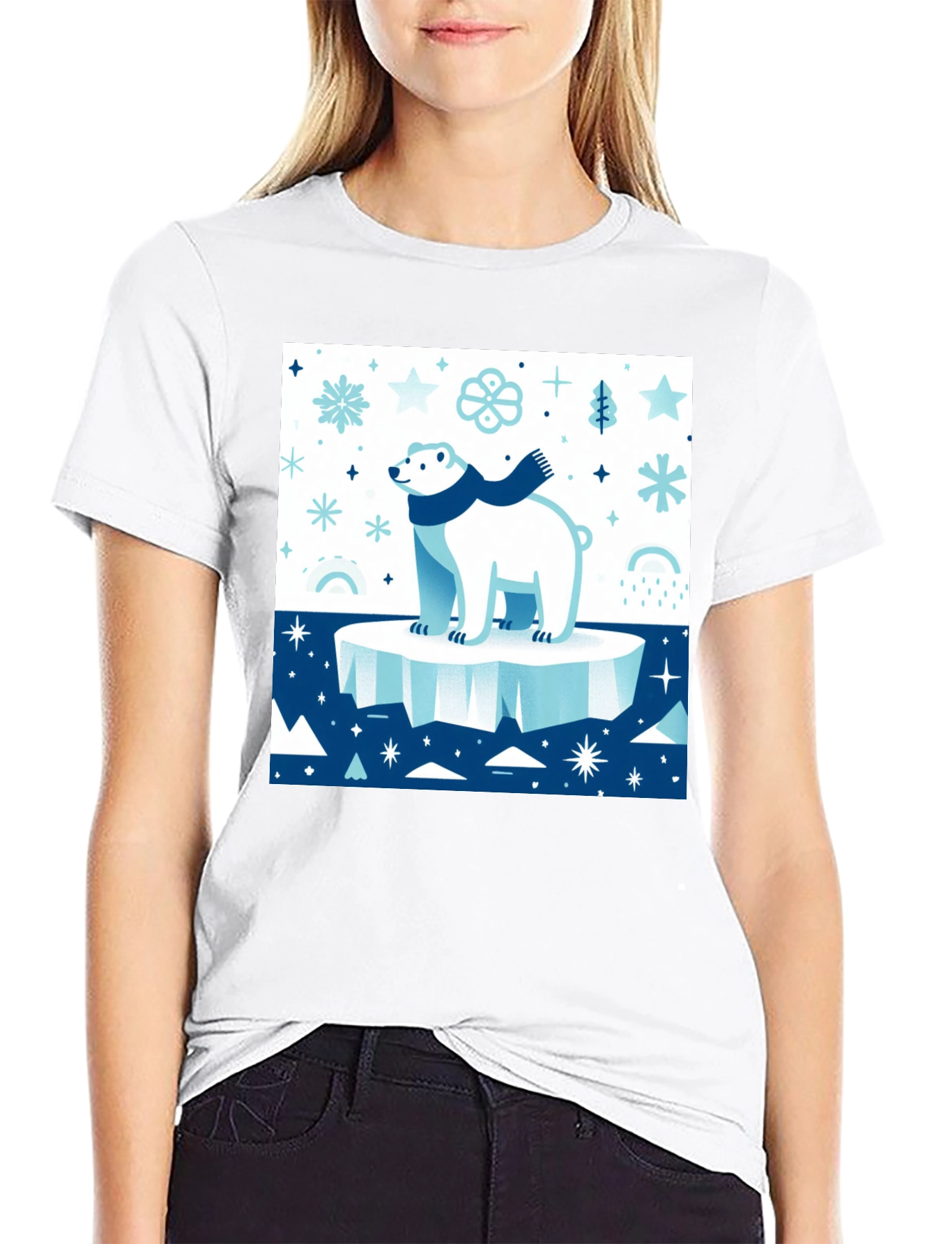 Polar Bear Winter Scene Graphic Tee