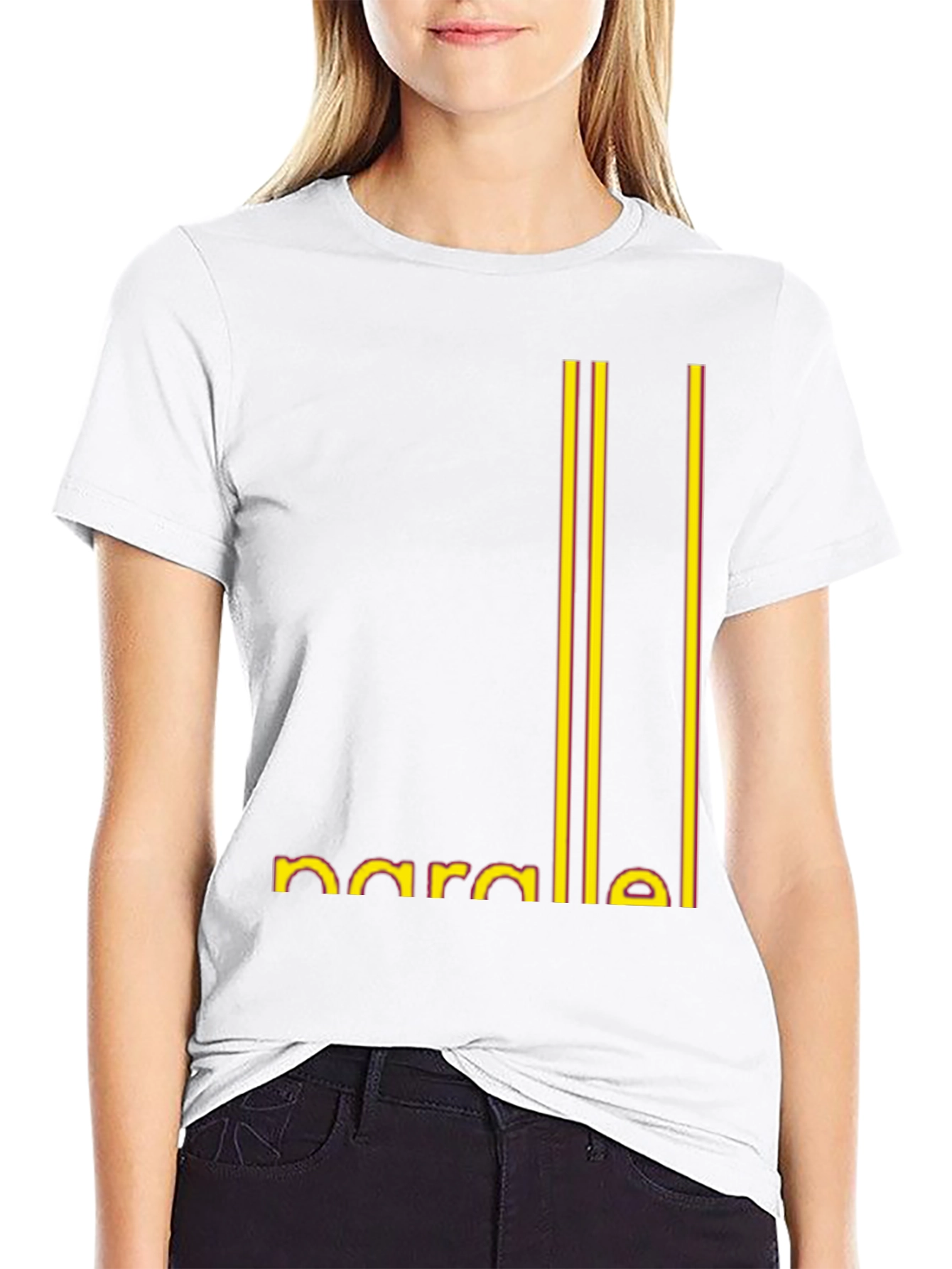 Parallel Lines Graphic Black T-Shirt