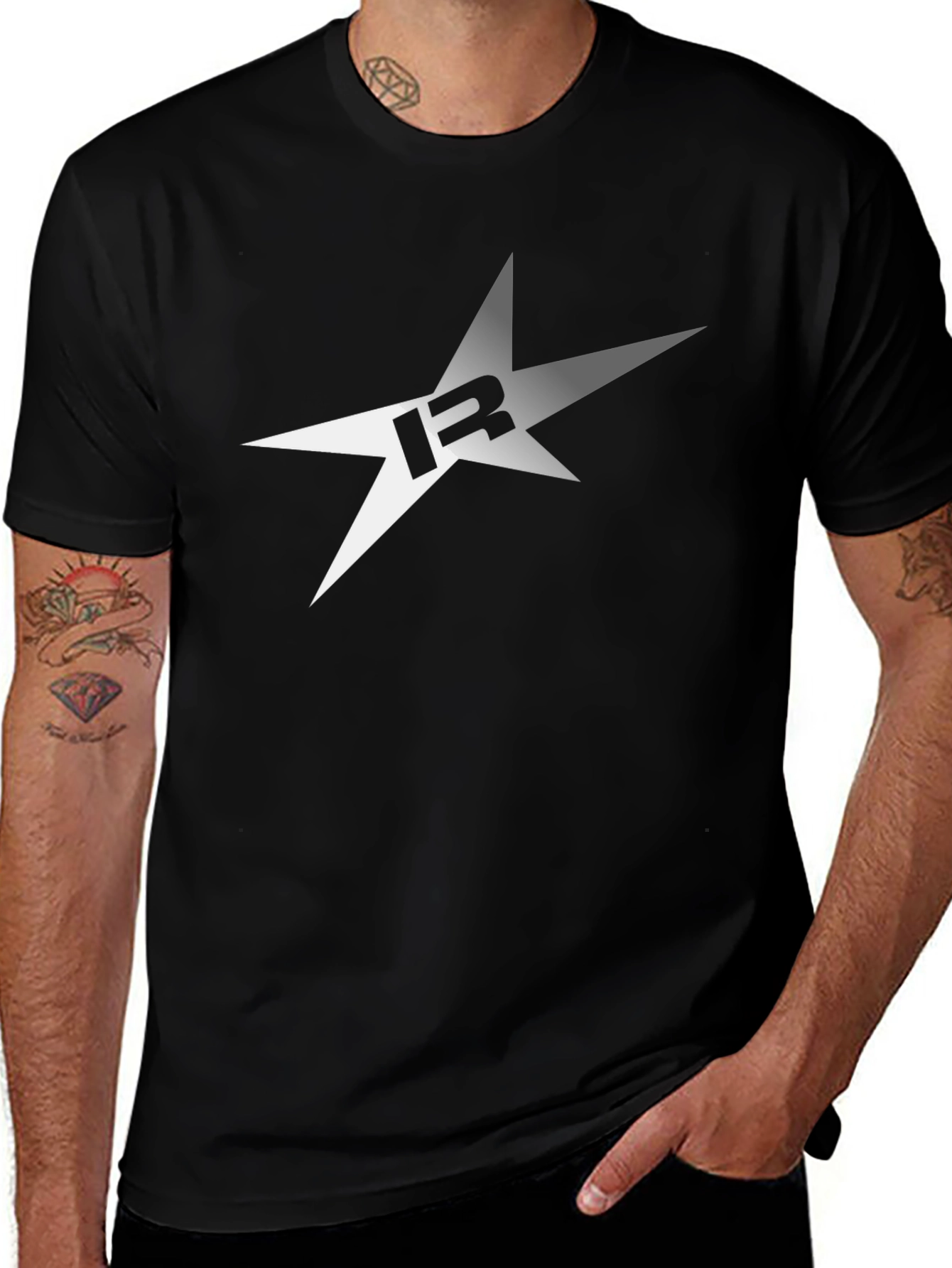 Star Logo Black T-Shirt - Casual Mens Tee