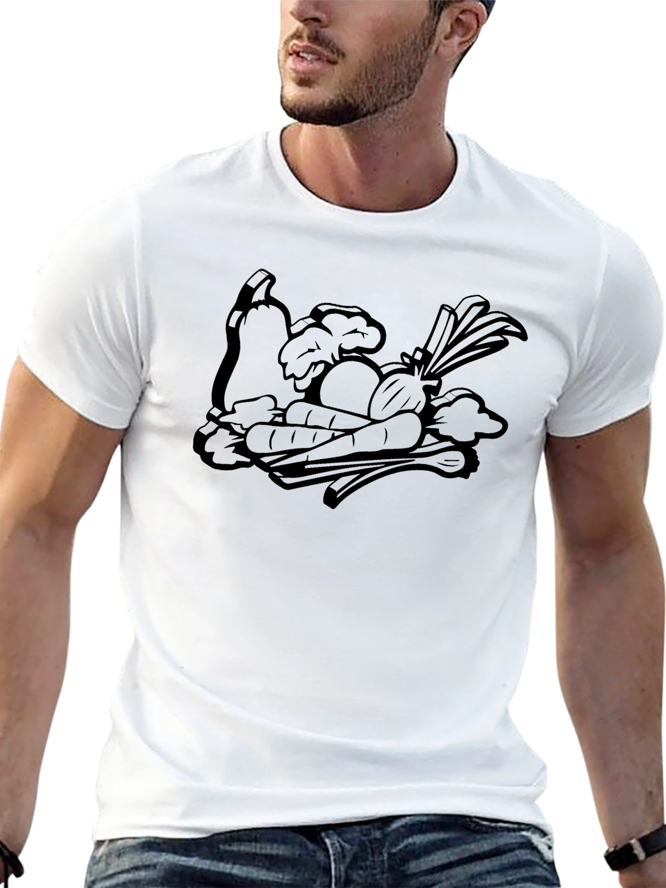 Whimsical Veggie Patch Graphic Tee - Black