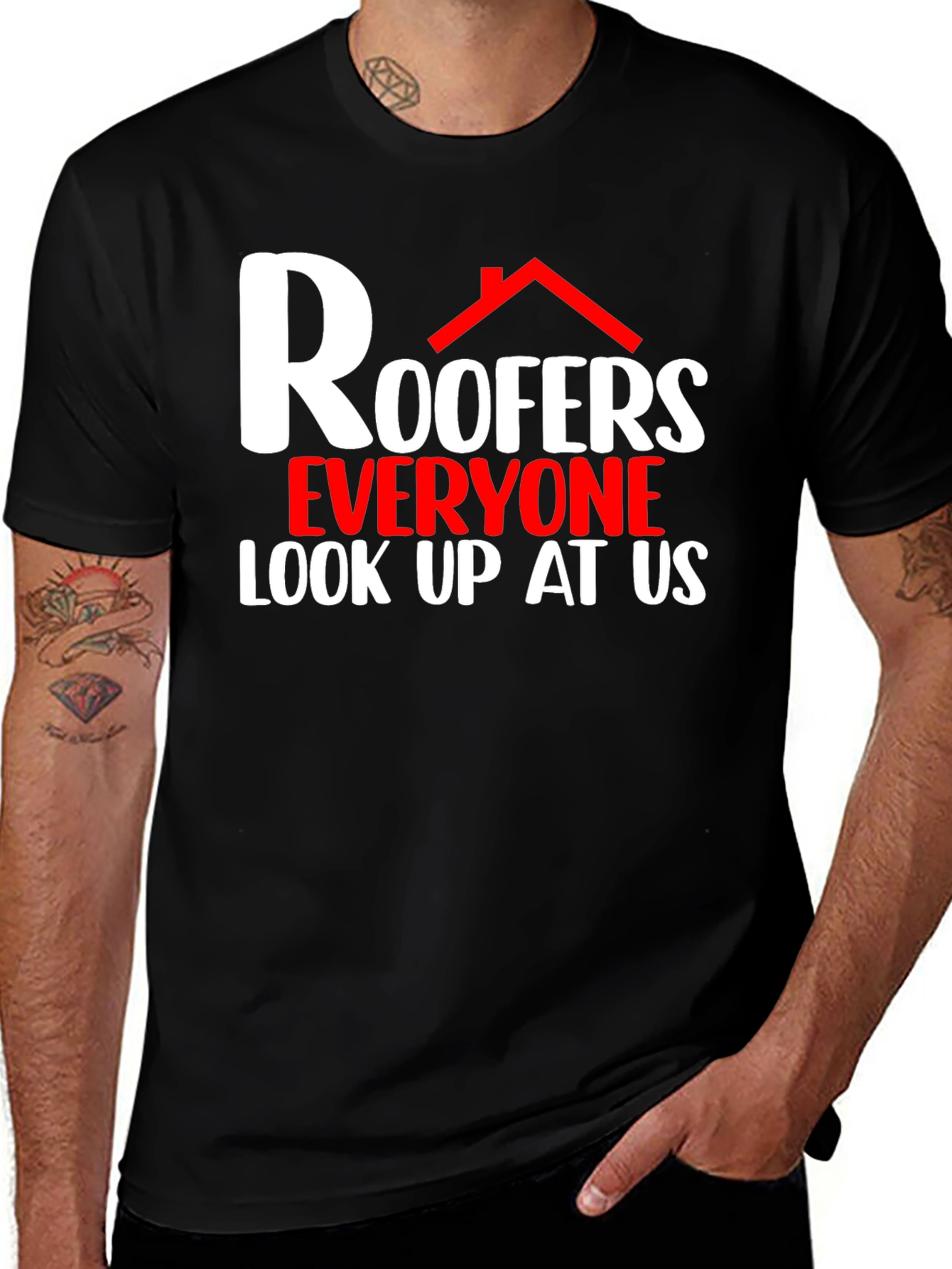 Roofers Look Up At Us Graphic T-Shirt