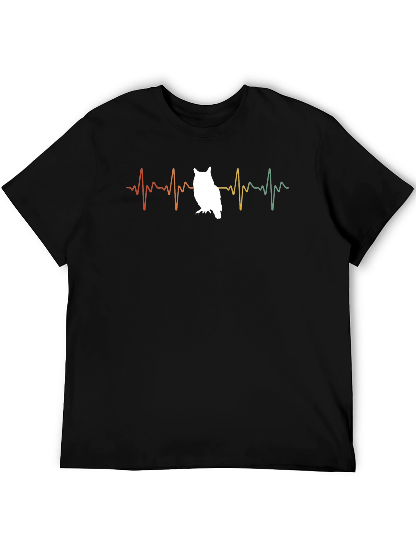 Owl Heartbeat T-Shirt - Black Cotton Tee