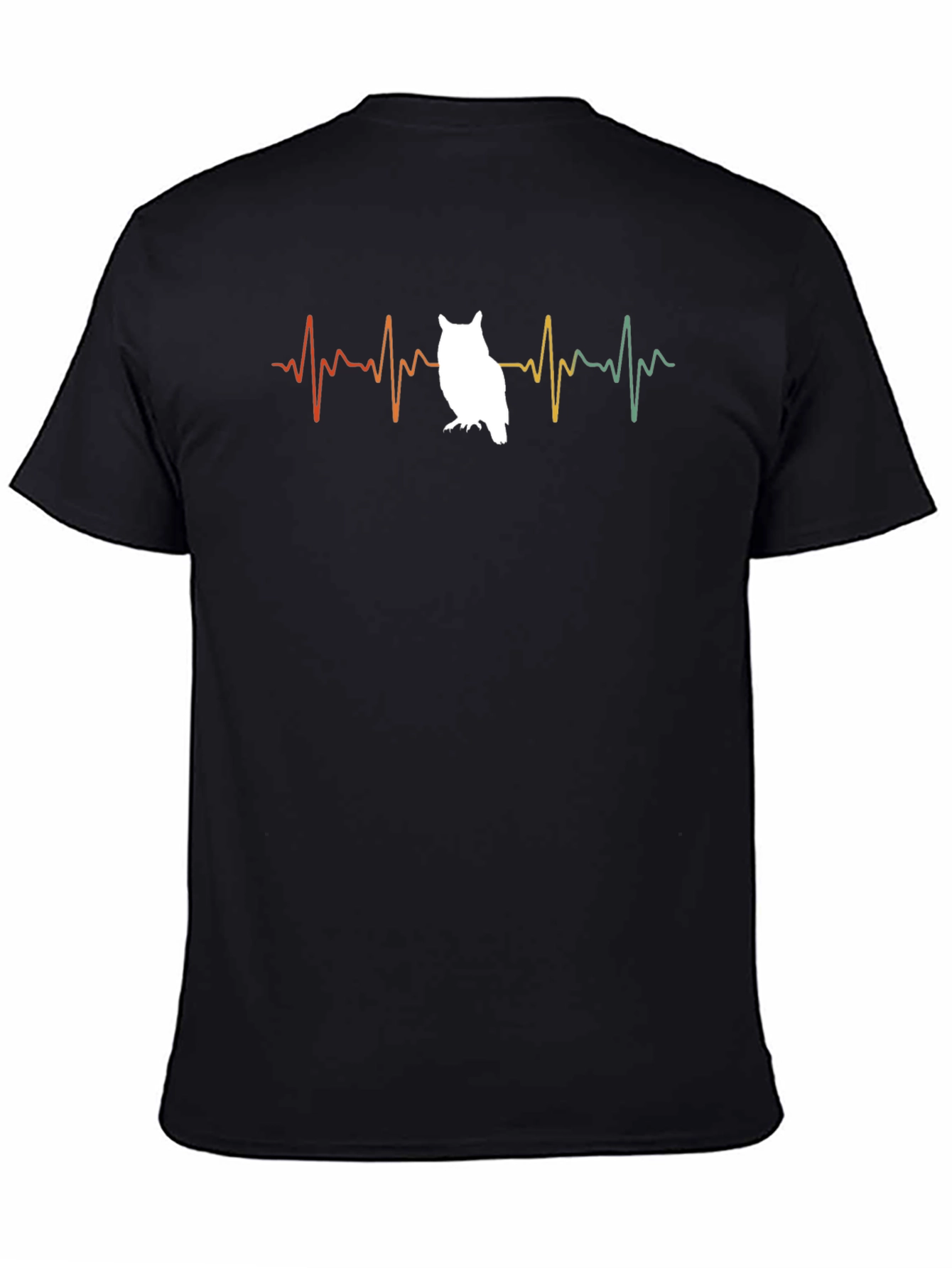Owl Heartbeat T-Shirt - Black Cotton Tee