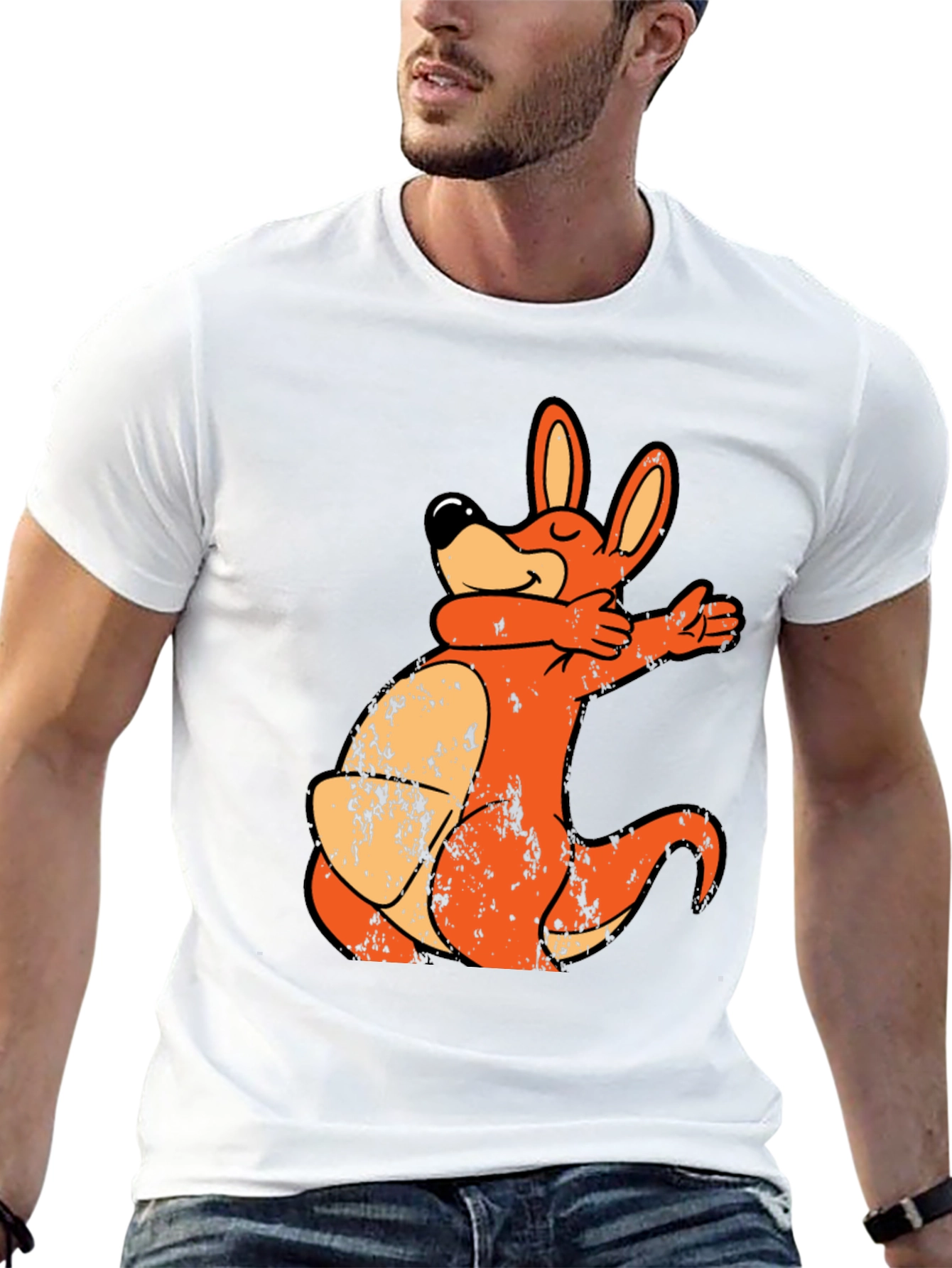 Cartoon Kangaroo Dab T-Shirt - Unique Design