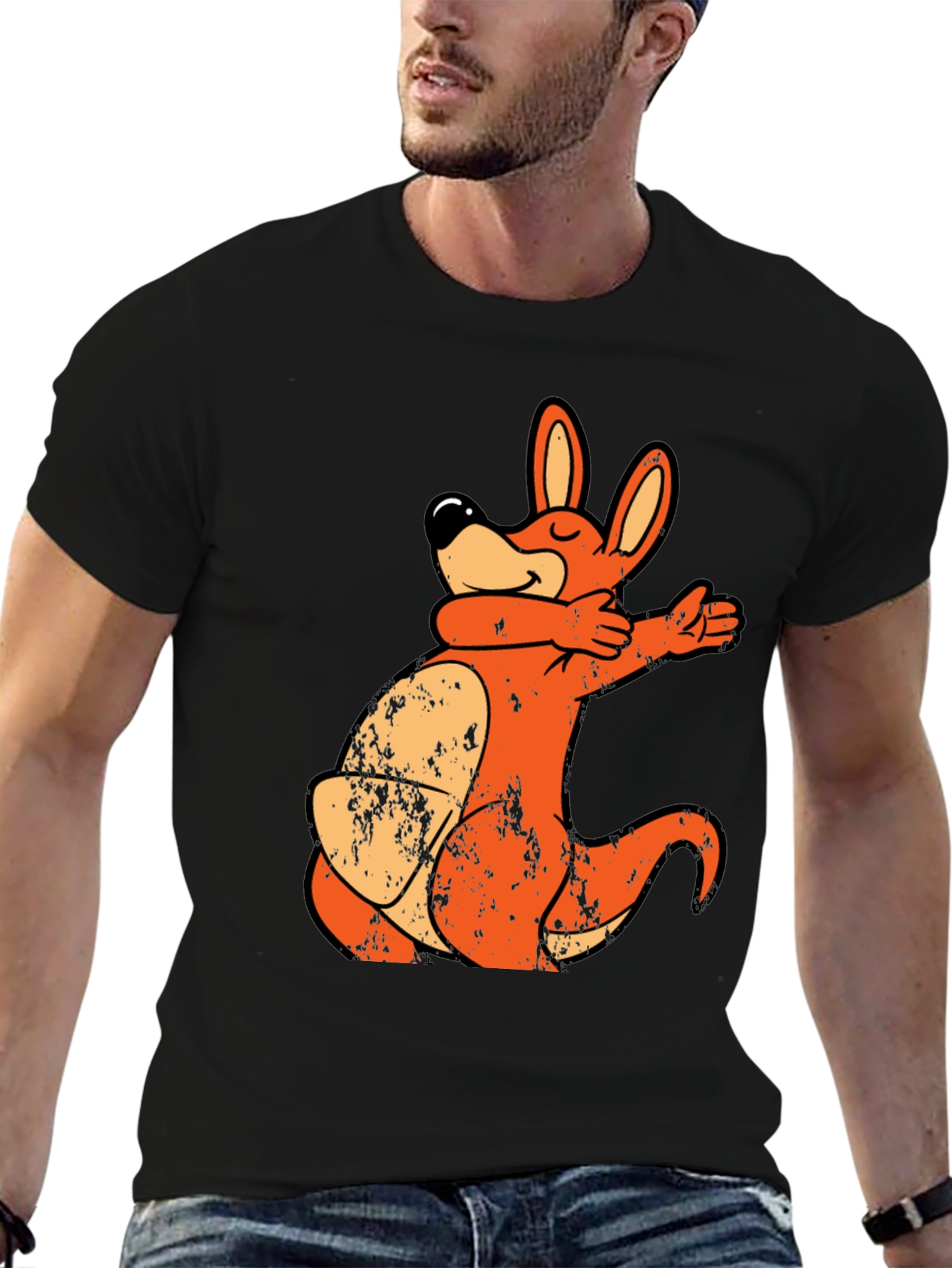 Cartoon Kangaroo Dab T-Shirt - Unique Design