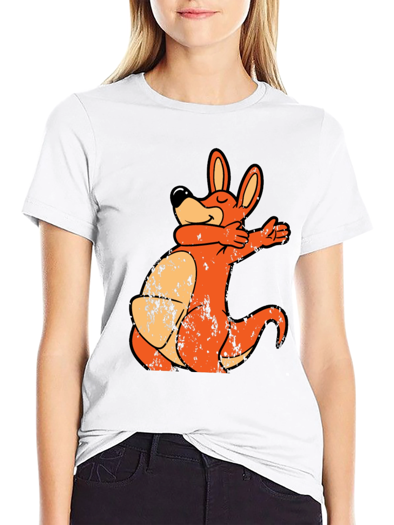 Cartoon Kangaroo Dab T-Shirt - Unique Design