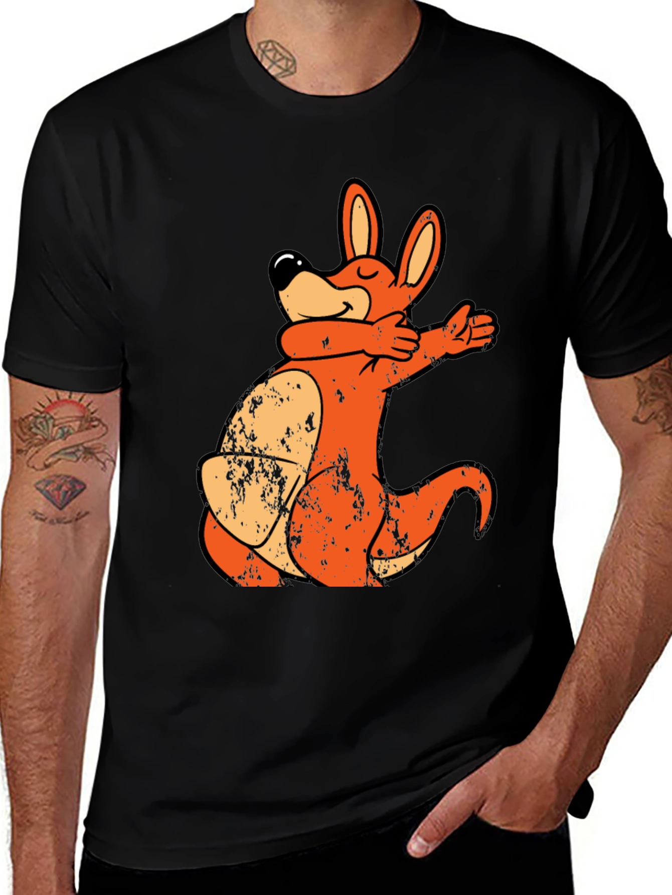 Cartoon Kangaroo Dab T-Shirt - Unique Design